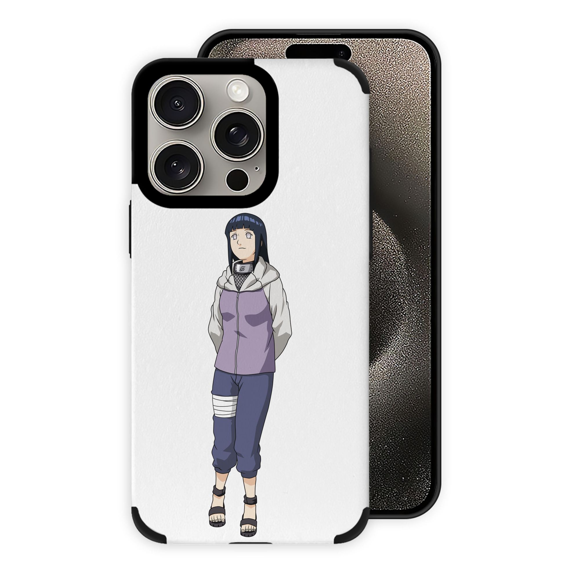 （画像用） NARUTO -ナルト- 日向ヒナタ Hyūga Hinata 【iPhone15ProMax対応】 PUレザー スマホケース 耐衝撃＆黄変防止