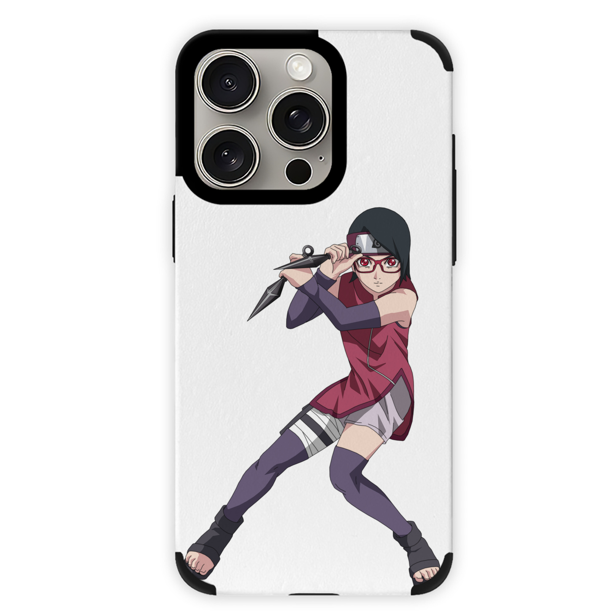 （画像用） NARUTO -ナルト- うちは サラダ Uchiha Sarada 【iPhone15ProMax対応】 PUレザー スマホケース 耐衝撃＆黄変防止