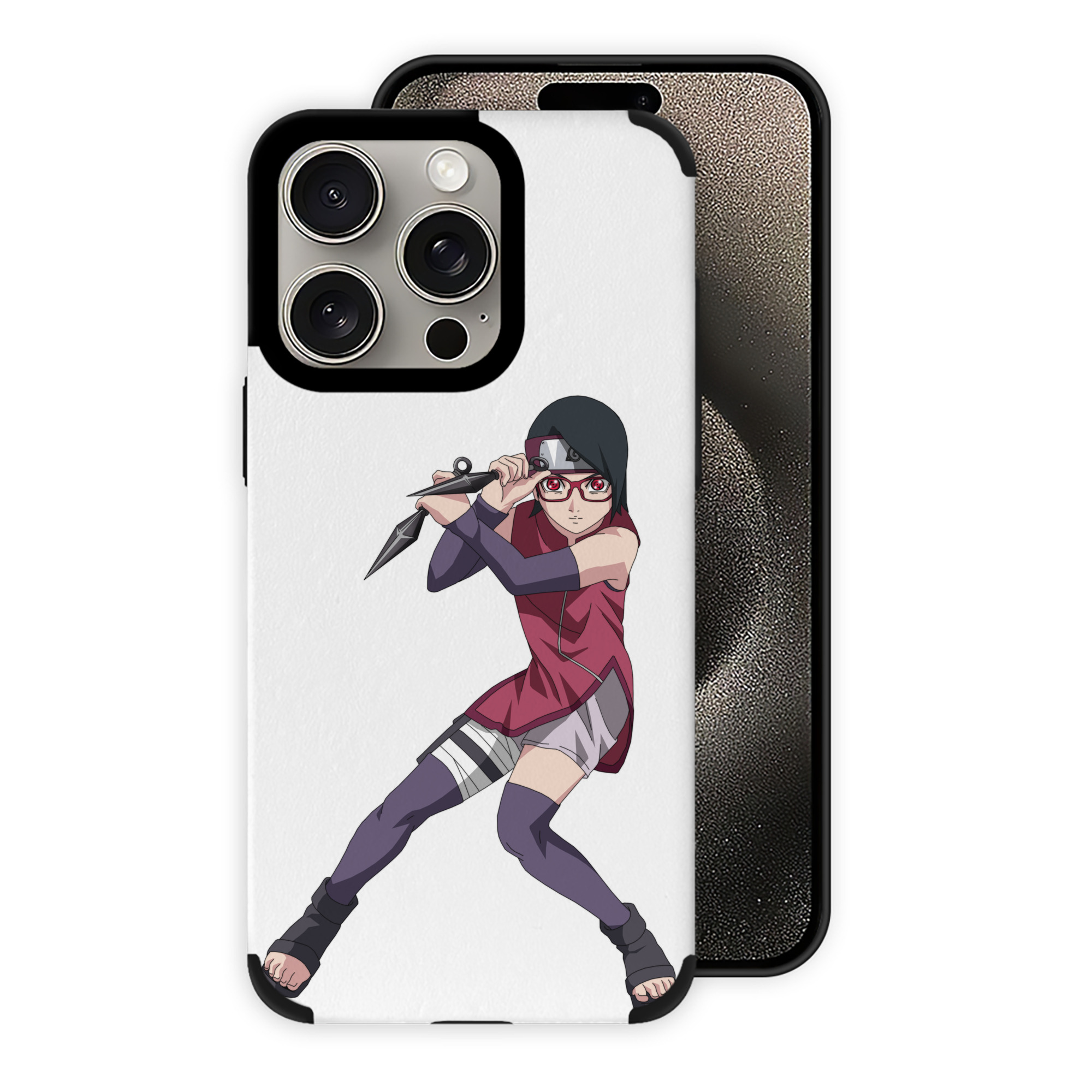 （画像用） NARUTO -ナルト- うちは サラダ Uchiha Sarada 【iPhone15ProMax対応】 PUレザー スマホケース 耐衝撃＆黄変防止