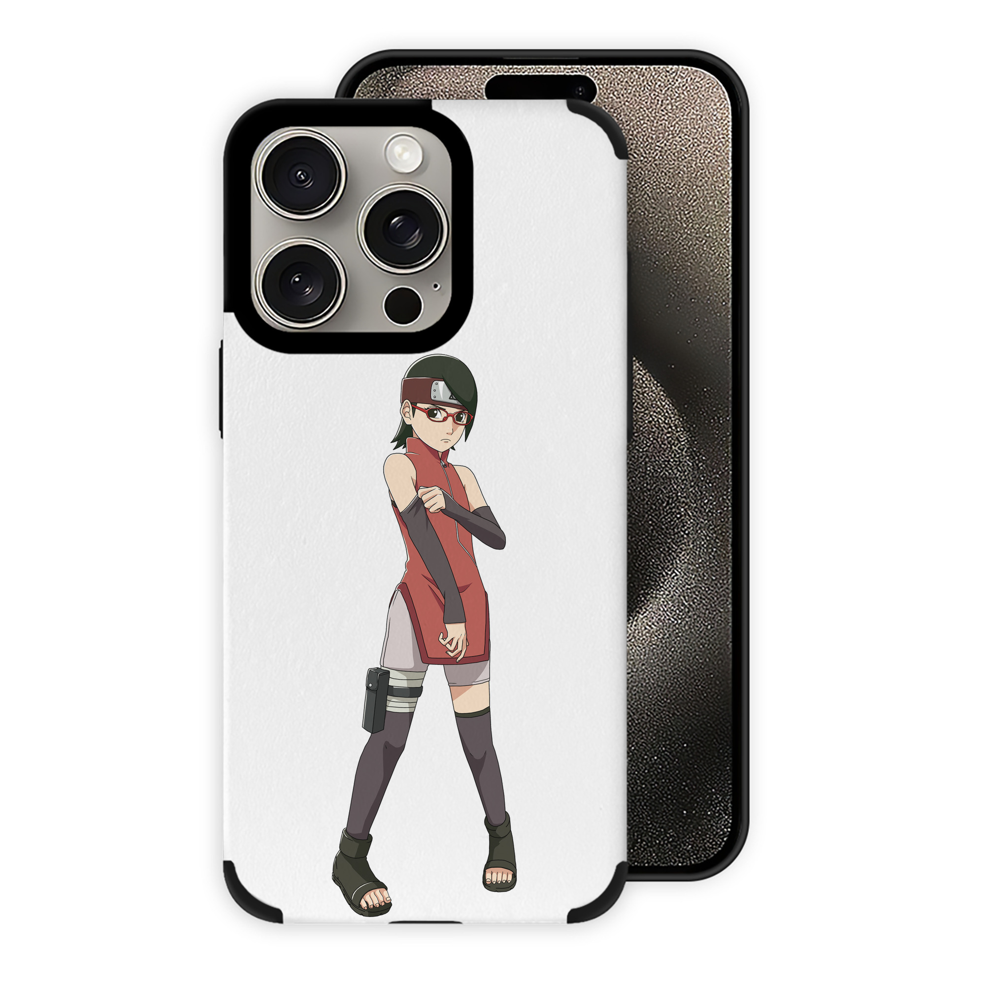 （画像用） NARUTO -ナルト- うちは サラダ Uchiha Sarada 【iPhone15ProMax対応】 PUレザー スマホケース 耐衝撃＆黄変防止