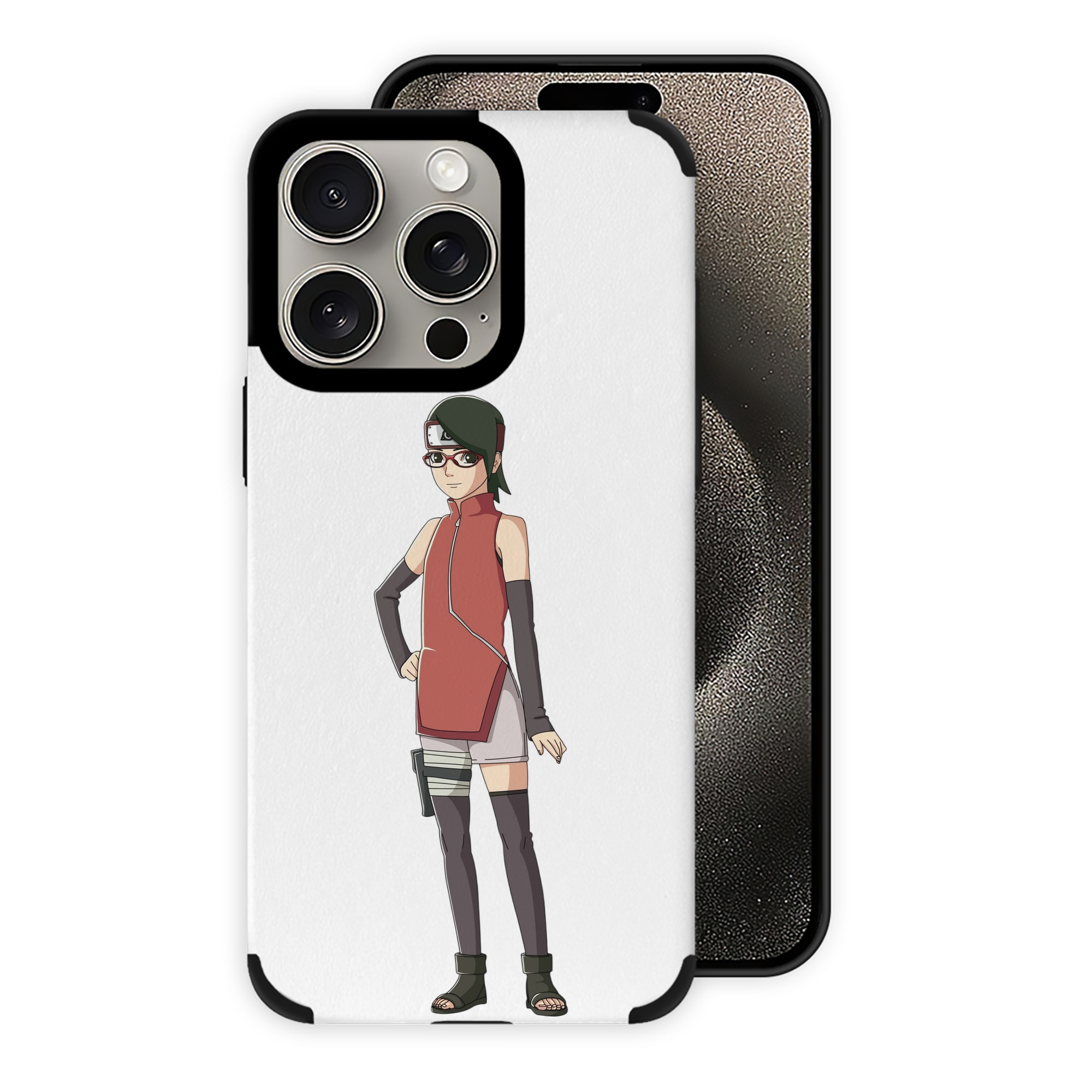 （画像用） NARUTO -ナルト- うちは サラダ Uchiha Sarada 【iPhone15ProMax対応】 PUレザー スマホケース 耐衝撃＆黄変防止