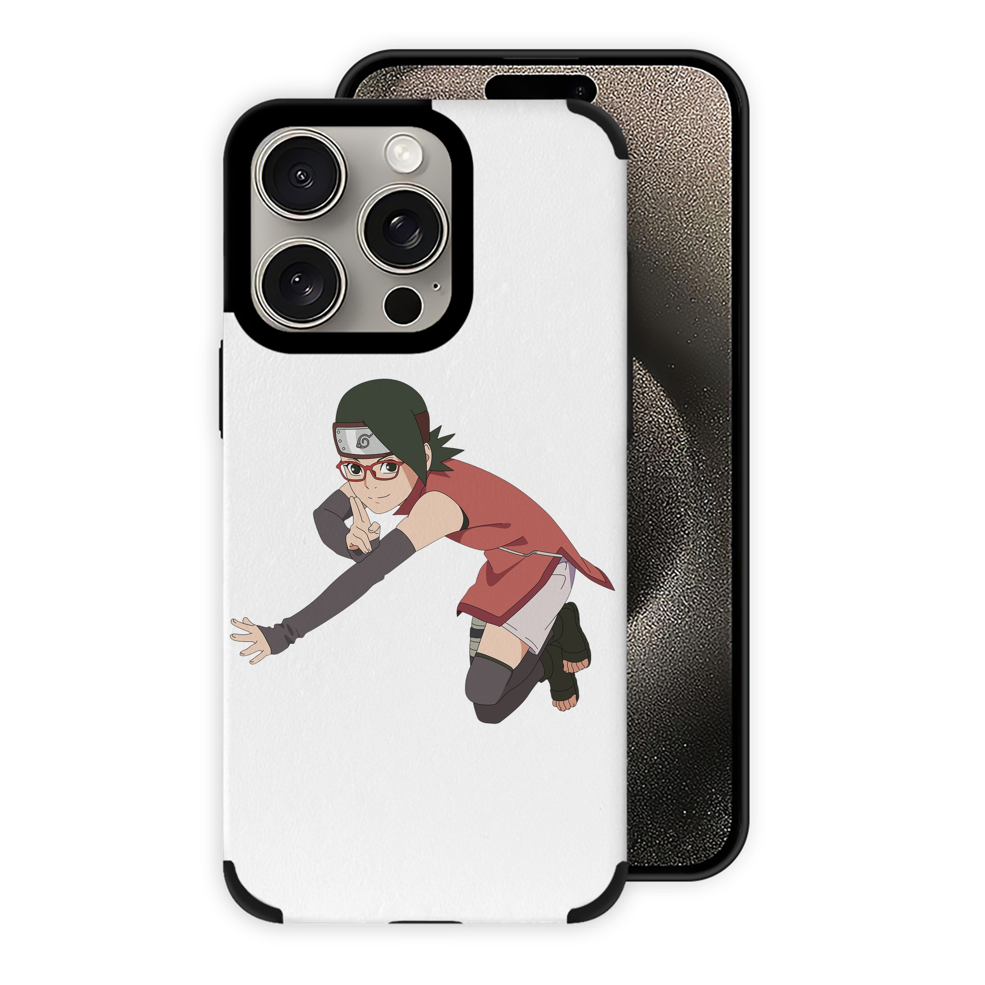 （画像用） NARUTO -ナルト- うちは サラダ Uchiha Sarada 【iPhone15ProMax対応】 PUレザー スマホケース 耐衝撃＆黄変防止