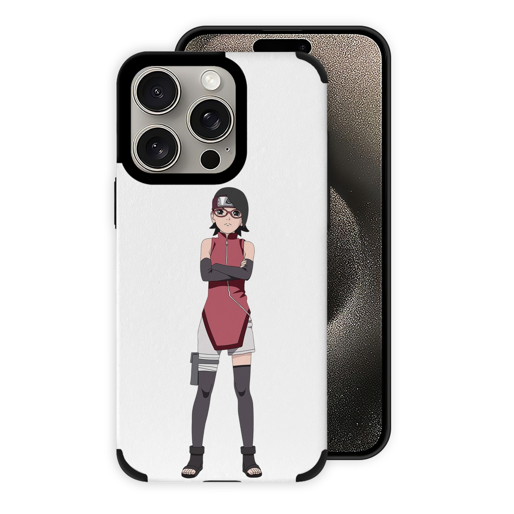 （画像用） NARUTO -ナルト- うちは サラダ Uchiha Sarada 【iPhone15ProMax対応】 PUレザー スマホケース 耐衝撃＆黄変防止