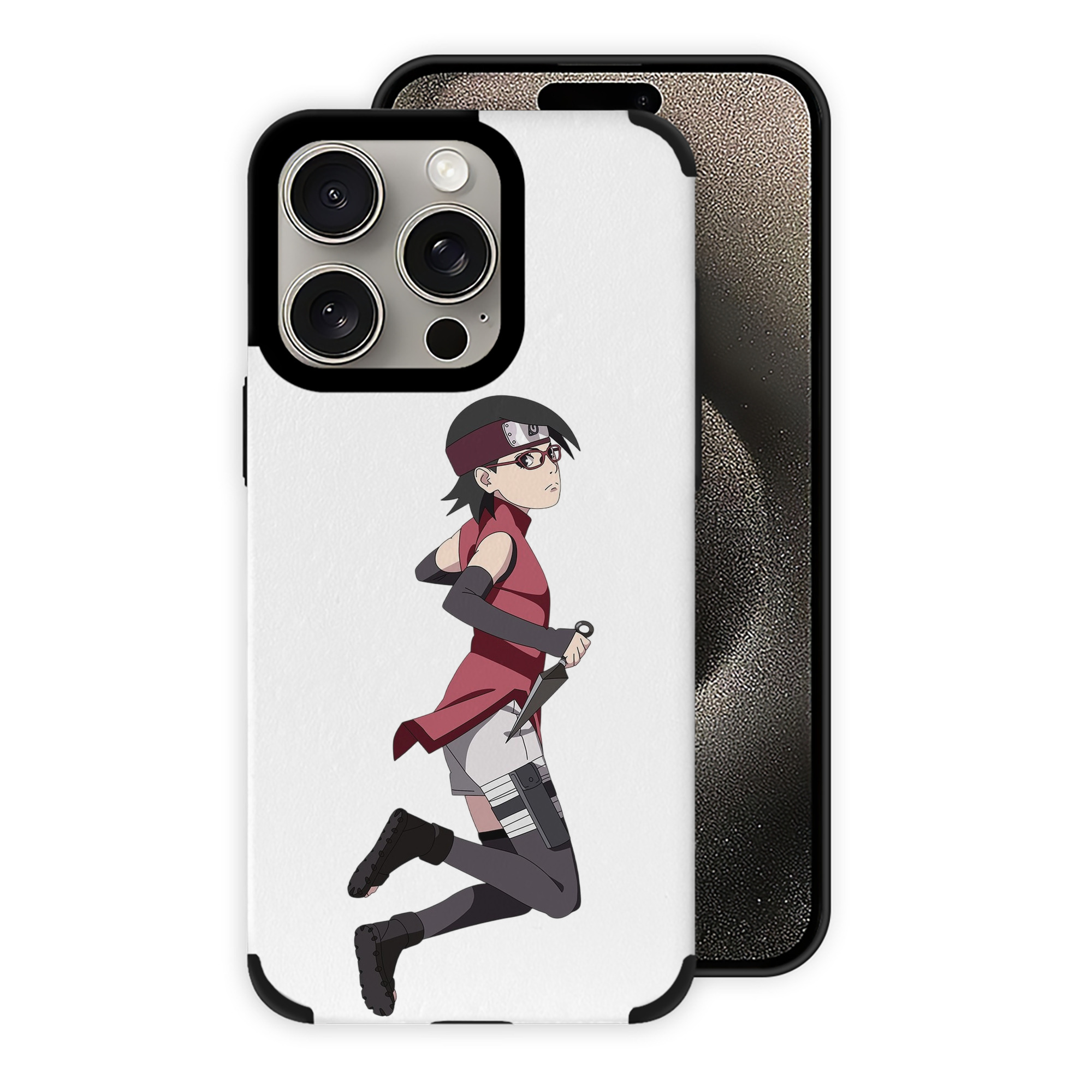 （画像用） NARUTO -ナルト- うちは サラダ Uchiha Sarada 【iPhone15ProMax対応】 PUレザー スマホケース 耐衝撃＆黄変防止