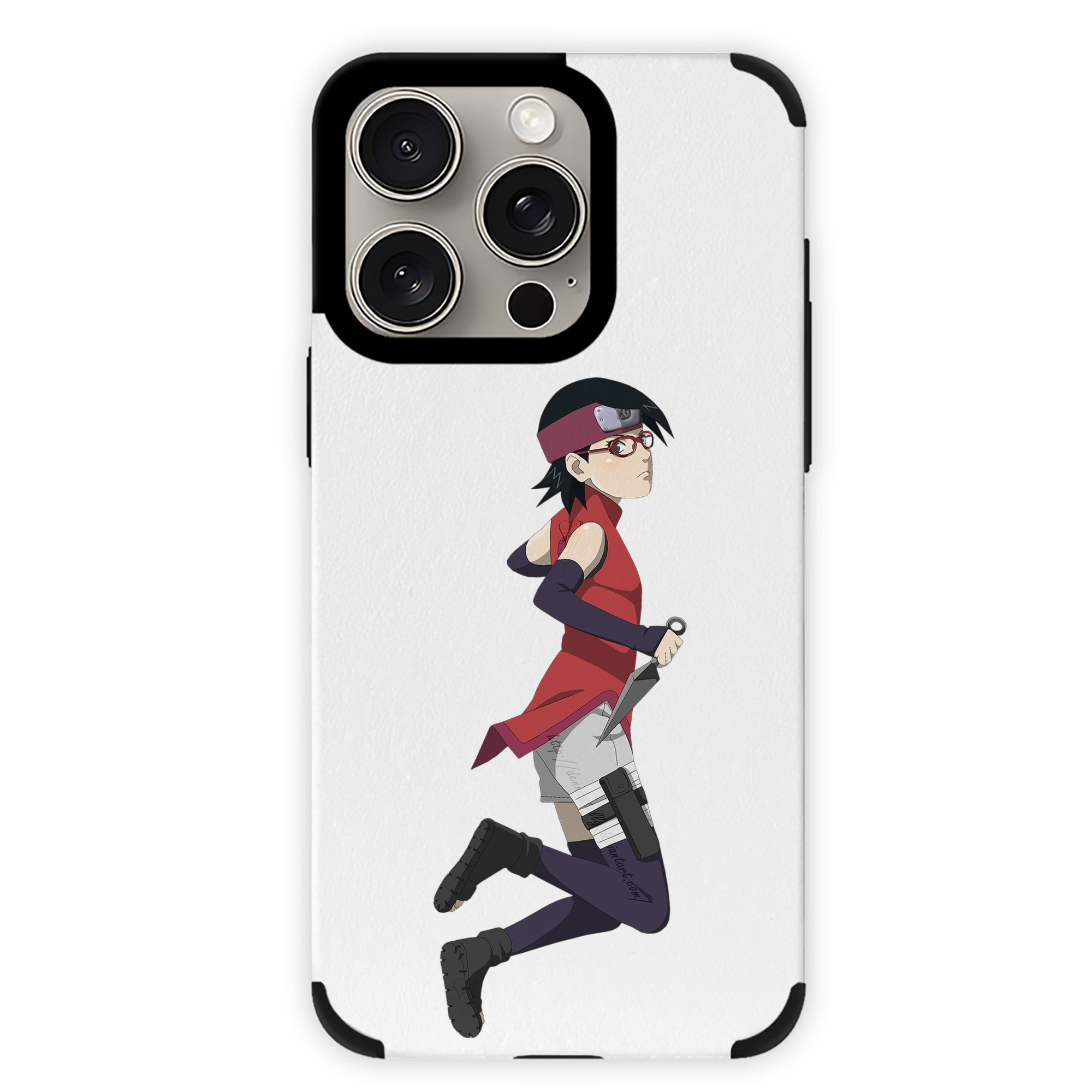 （画像用） NARUTO -ナルト- うちは サラダ Uchiha Sarada 【iPhone15ProMax対応】 PUレザー スマホケース 耐衝撃＆黄変防止