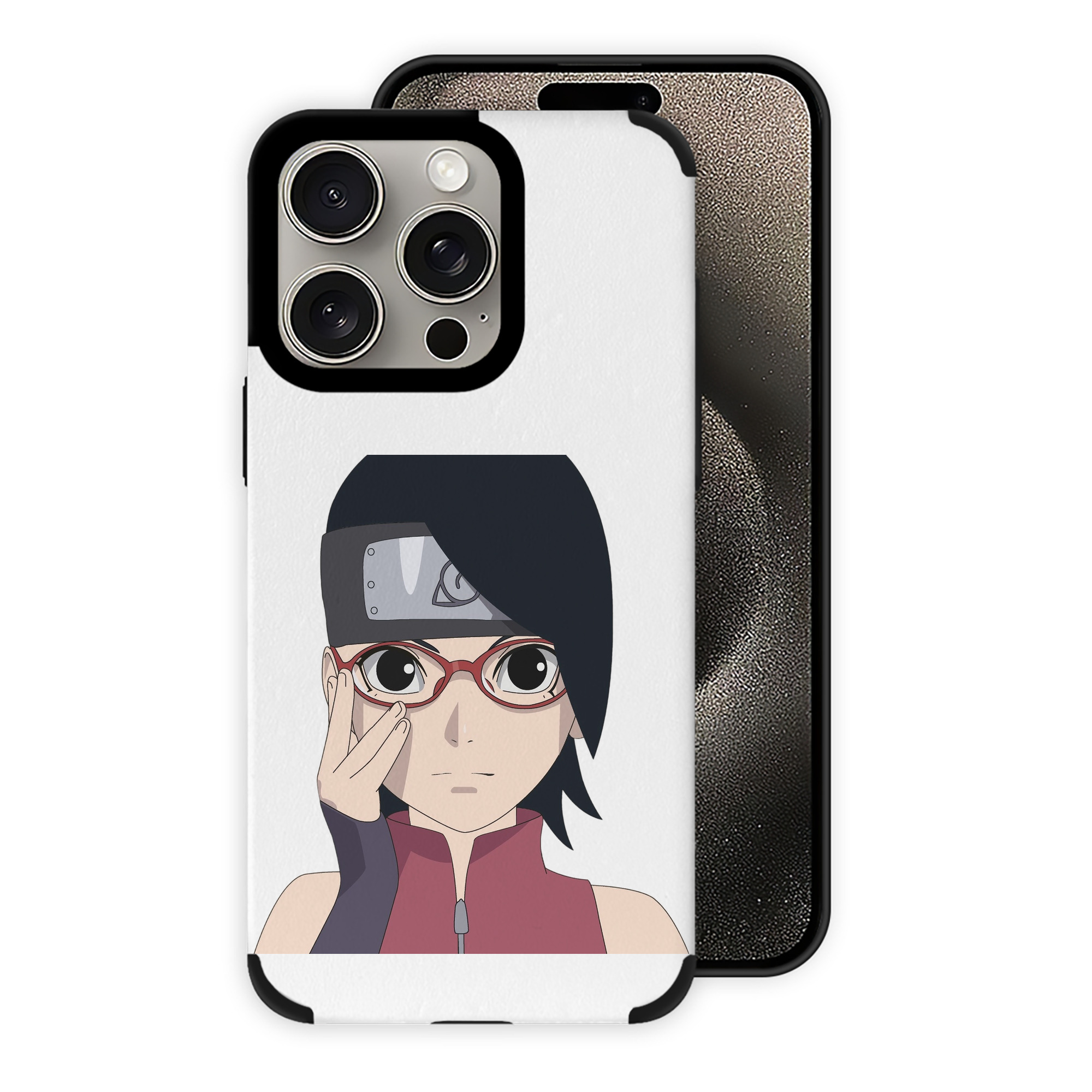 （画像用） NARUTO -ナルト- うちは サラダ Uchiha Sarada 【iPhone15ProMax対応】 PUレザー スマホケース 耐衝撃＆黄変防止