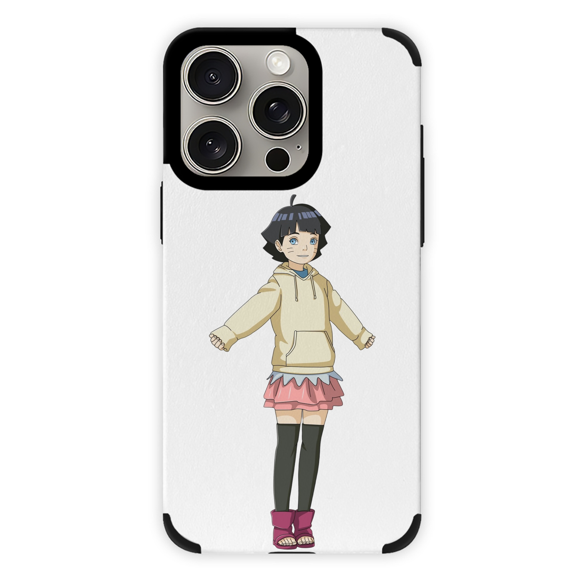 （画像用） NARUTO -ナルト- うずまき ヒマワリ Uzumaki Himawari 【iPhone15ProMax対応】 PUレザー スマホケース 耐衝撃＆黄変防止