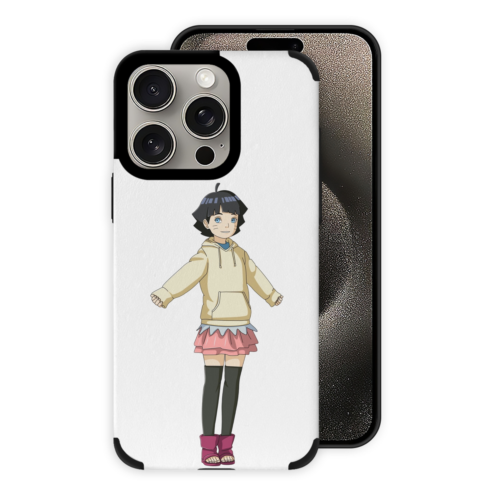 （画像用） NARUTO -ナルト- うずまき ヒマワリ Uzumaki Himawari 【iPhone15ProMax対応】 PUレザー スマホケース 耐衝撃＆黄変防止