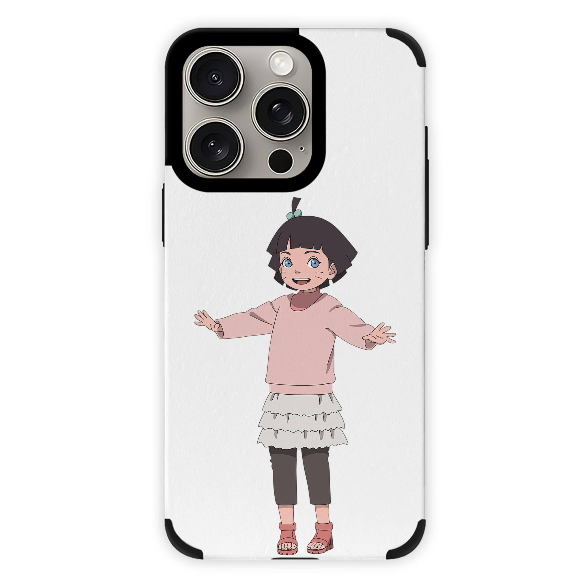 （画像用） NARUTO -ナルト- うずまき ヒマワリ Uzumaki Himawari 【iPhone15ProMax対応】 PUレザー スマホケース 耐衝撃＆黄変防止