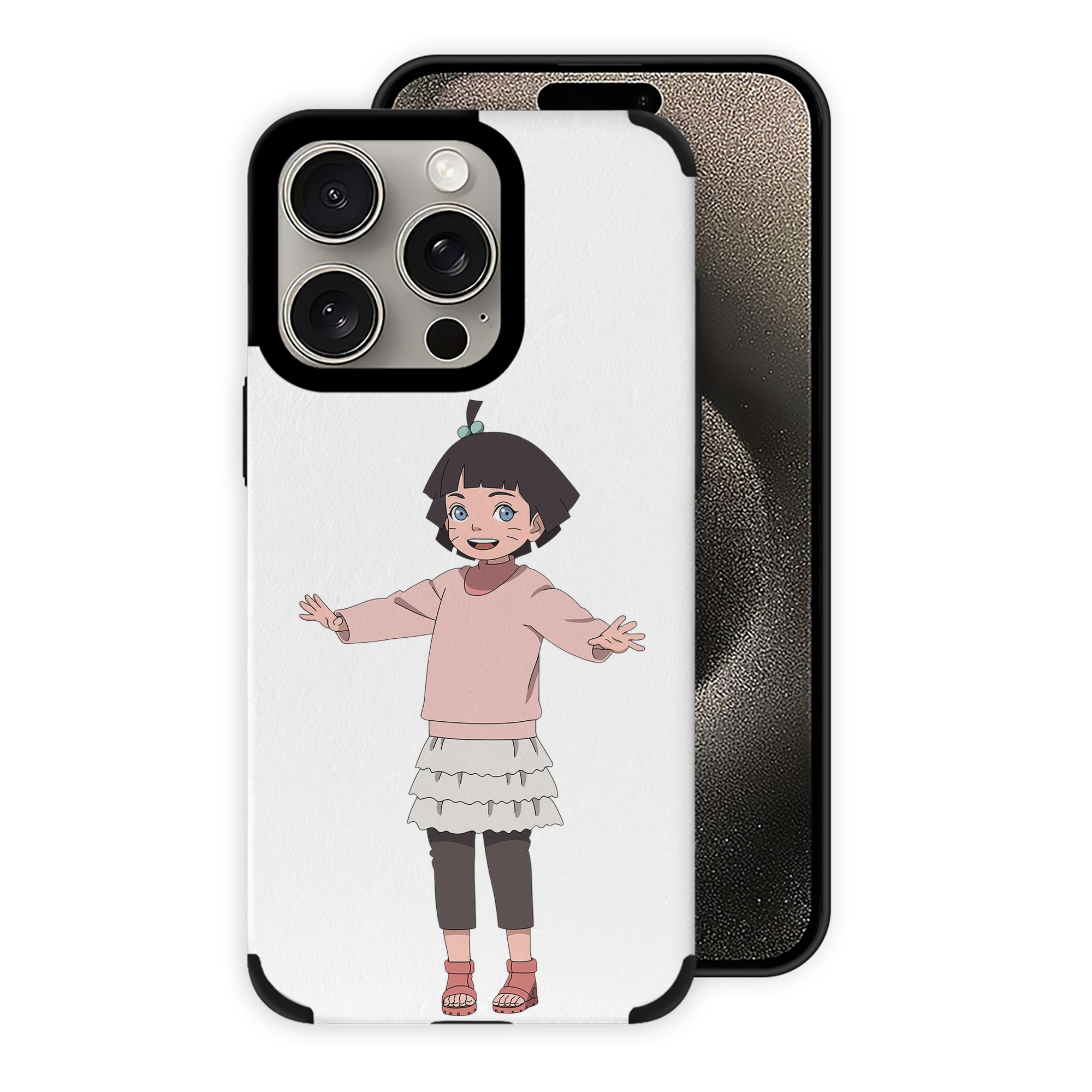 （画像用） NARUTO -ナルト- うずまき ヒマワリ Uzumaki Himawari 【iPhone15ProMax対応】 PUレザー スマホケース 耐衝撃＆黄変防止