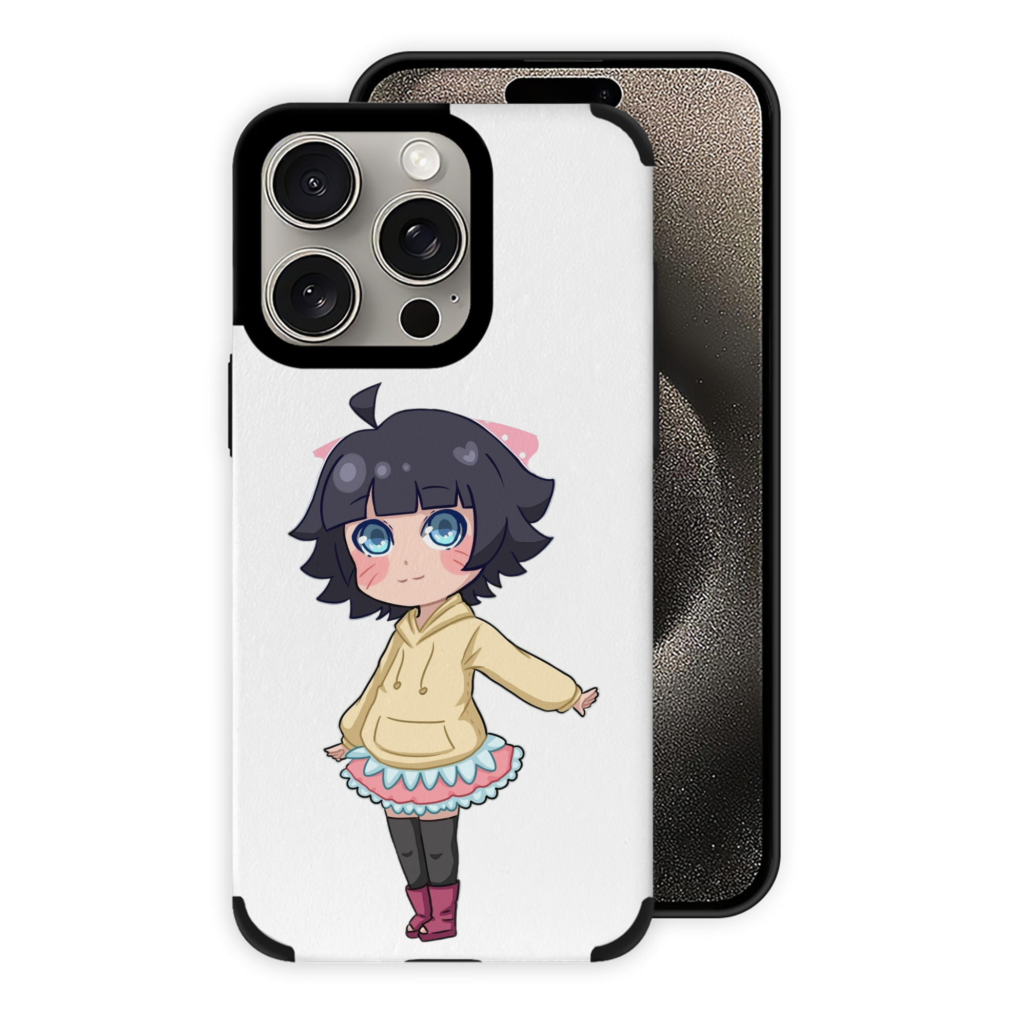 （画像用） NARUTO -ナルト- うずまき ヒマワリ Uzumaki Himawari 【iPhone15ProMax対応】 PUレザー スマホケース 耐衝撃＆黄変防止