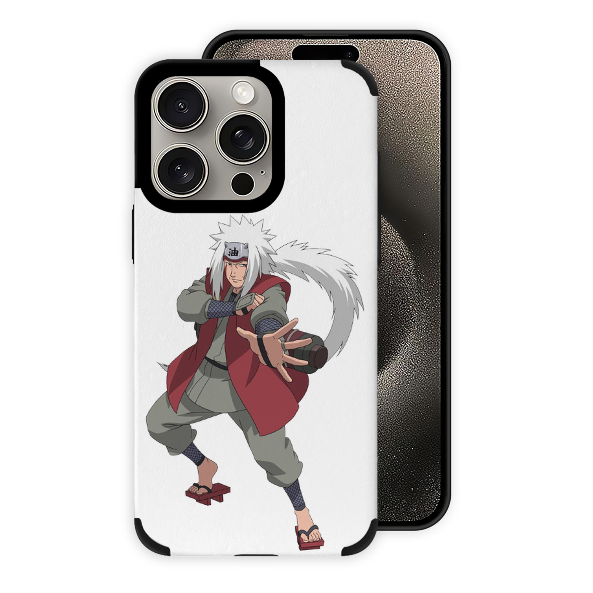 （画像用） NARUTO -ナルト- 自来也（じらいや） Jiraiya 【iPhone15ProMax対応】 PUレザー スマホケース 耐衝撃＆黄変防止