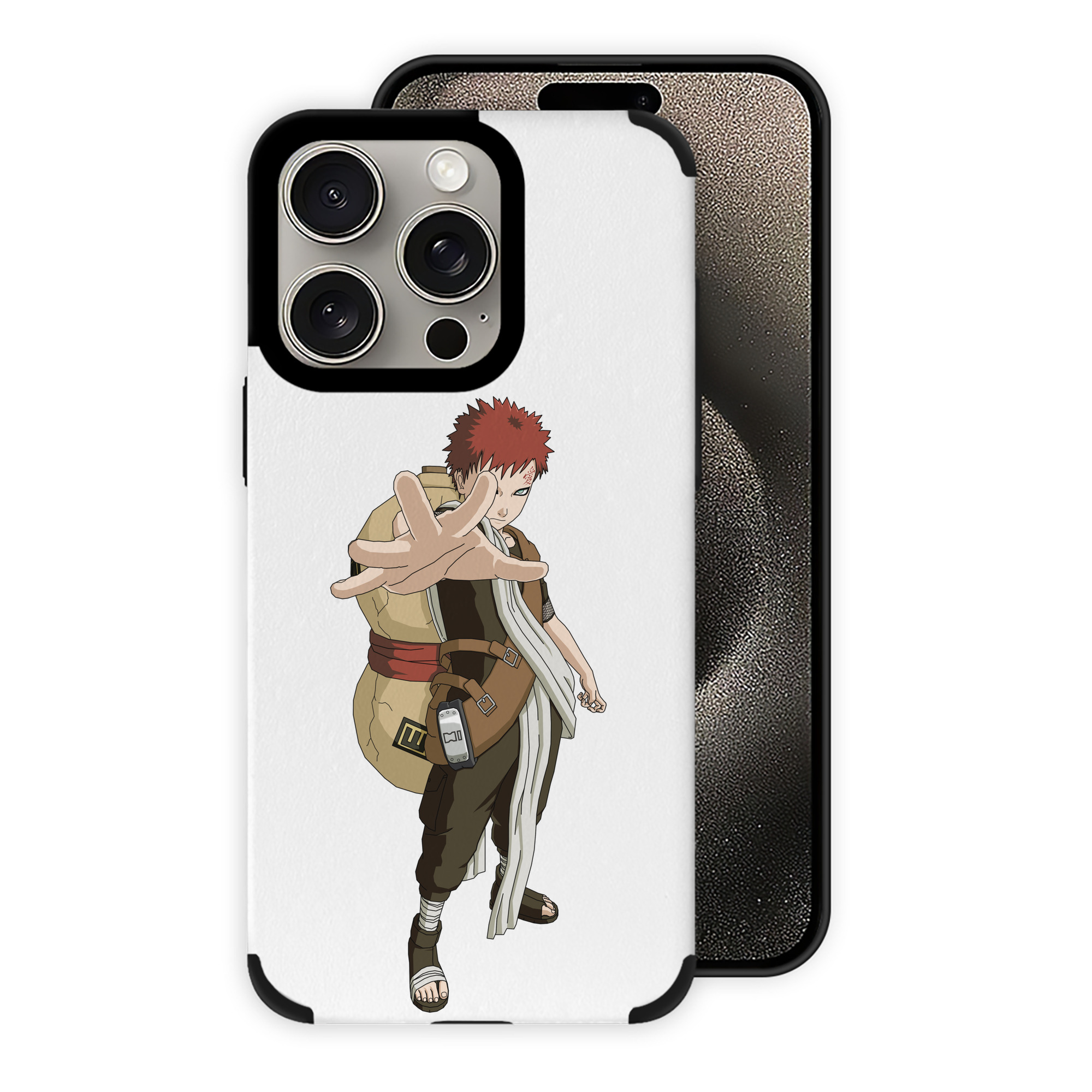 （画像用） NARUTO -ナルト- ガアラ Gaara 【iPhone15ProMax対応】 PUレザー スマホケース 耐衝撃＆黄変防止