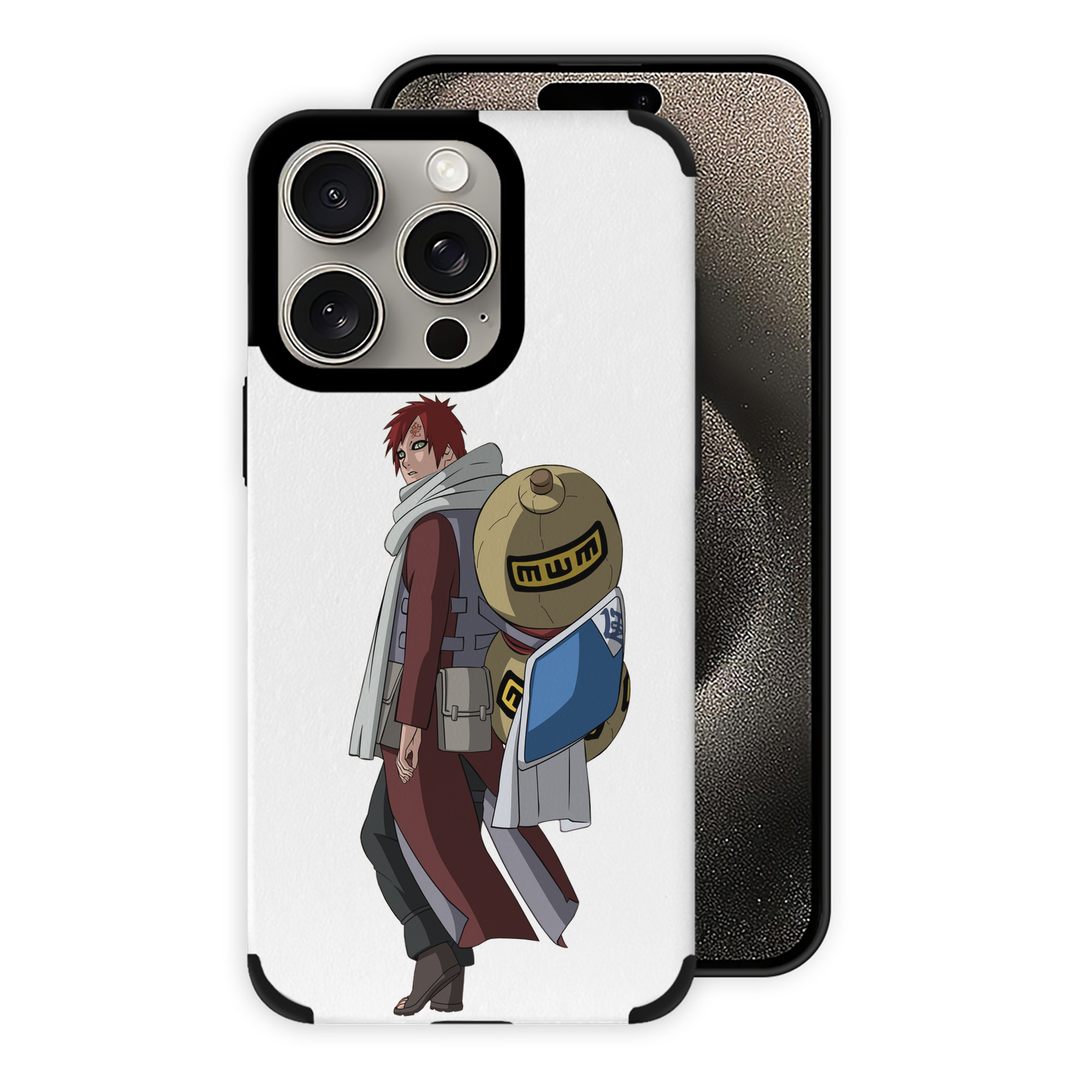 （画像用） NARUTO -ナルト- ガアラ Gaara 【iPhone15ProMax対応】 PUレザー スマホケース 耐衝撃＆黄変防止