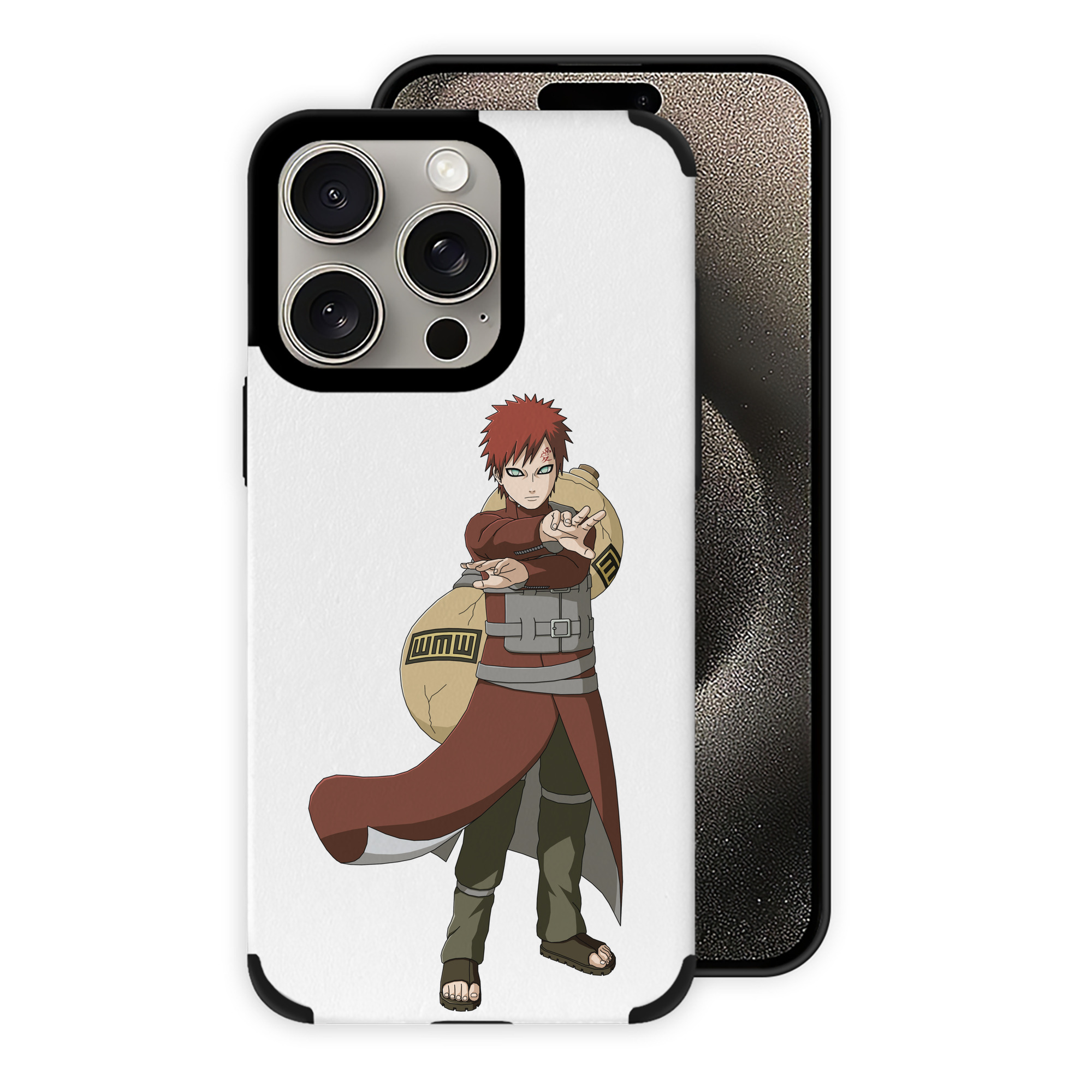（画像用） NARUTO -ナルト- ガアラ Gaara 【iPhone15ProMax対応】 PUレザー スマホケース 耐衝撃＆黄変防止
