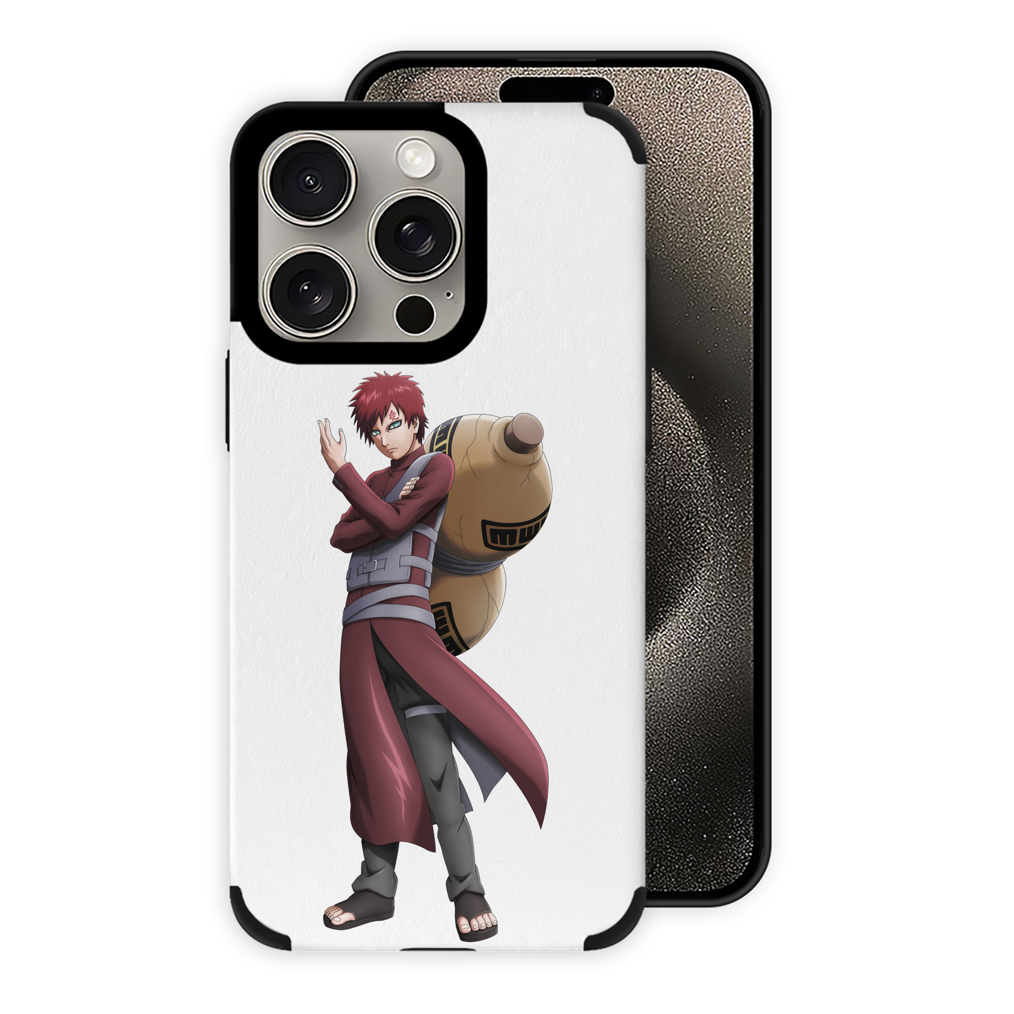 （画像用） NARUTO -ナルト- ガアラ Gaara 【iPhone15ProMax対応】 PUレザー スマホケース 耐衝撃＆黄変防止