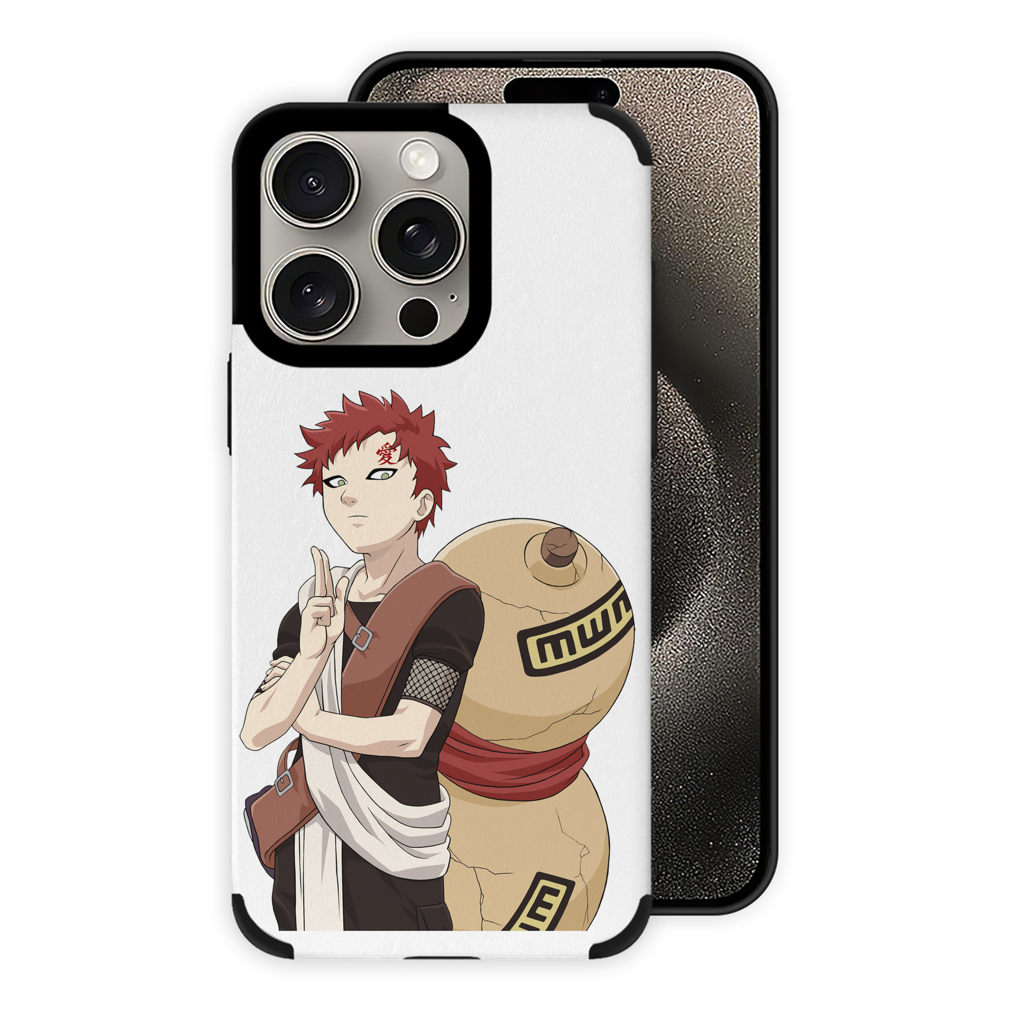 （画像用） NARUTO -ナルト- ガアラ Gaara 【iPhone15ProMax対応】 PUレザー スマホケース 耐衝撃＆黄変防止