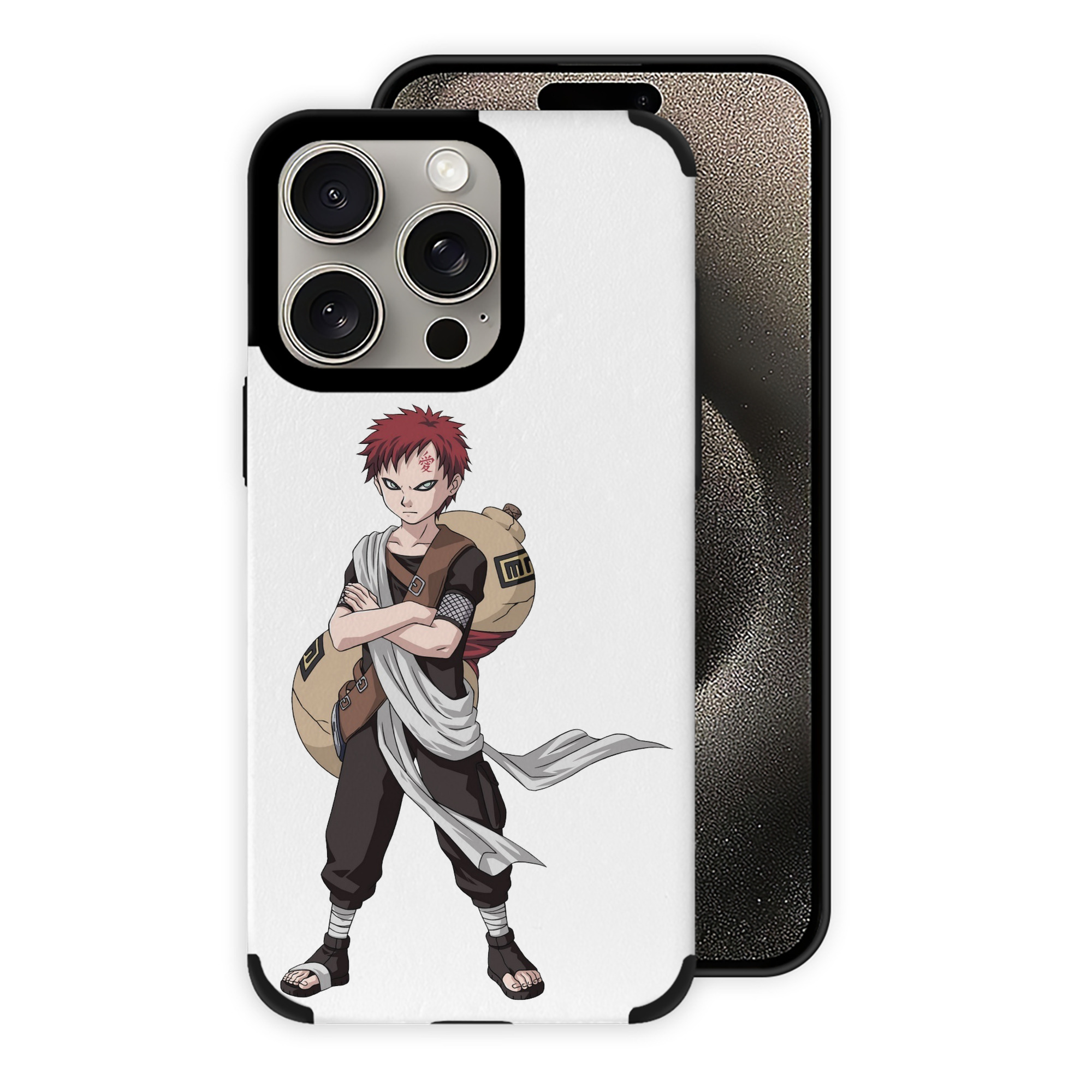 （画像用） NARUTO -ナルト- ガアラ Gaara 【iPhone15ProMax対応】 PUレザー スマホケース 耐衝撃＆黄変防止