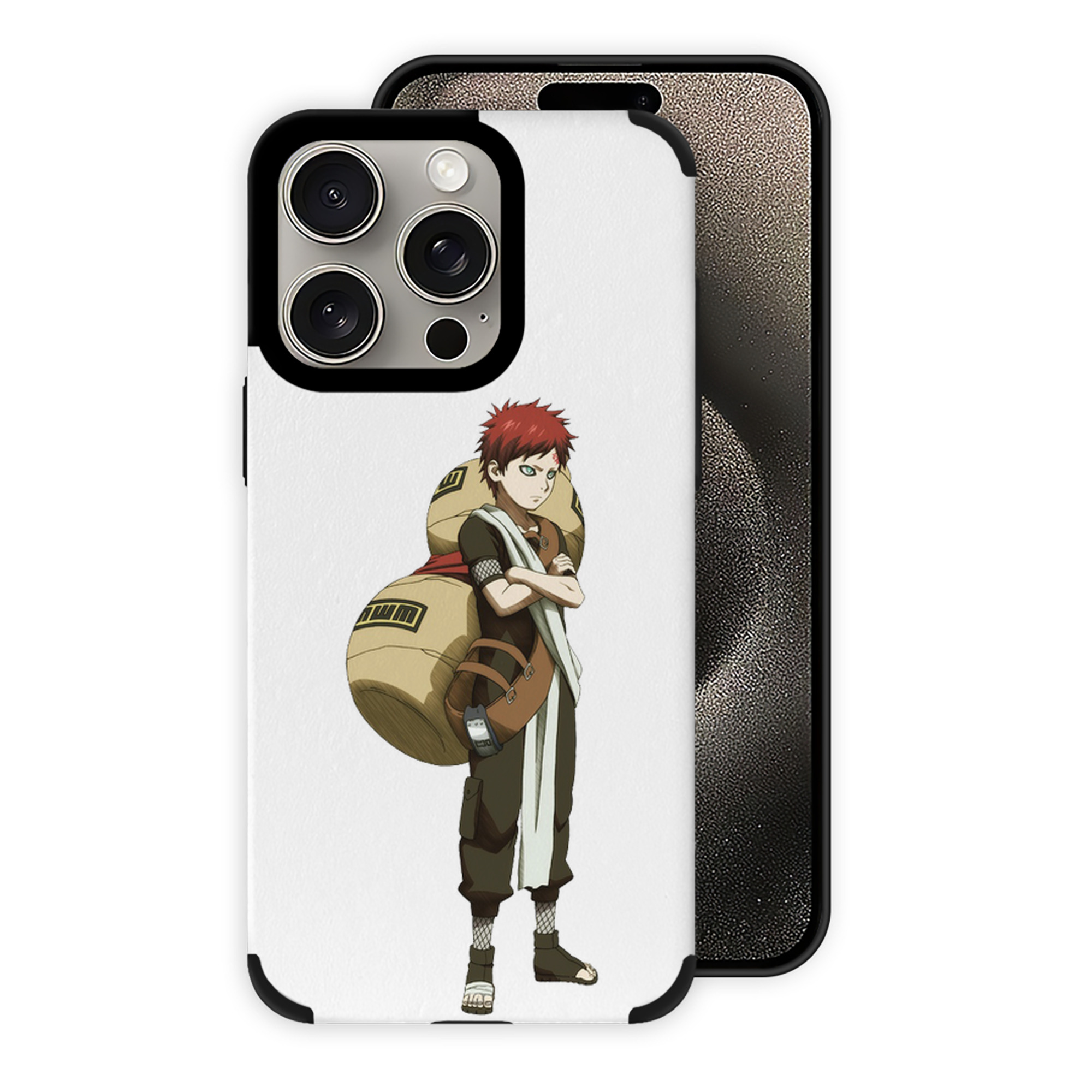 （画像用） NARUTO -ナルト- ガアラ Gaara 【iPhone15ProMax対応】 PUレザー スマホケース 耐衝撃＆黄変防止