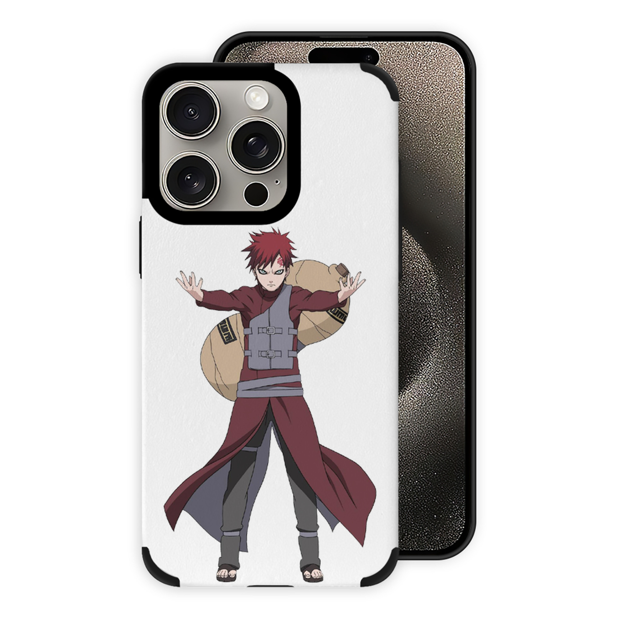 （画像用） NARUTO -ナルト- ガアラ Gaara 【iPhone15ProMax対応】 PUレザー スマホケース 耐衝撃＆黄変防止