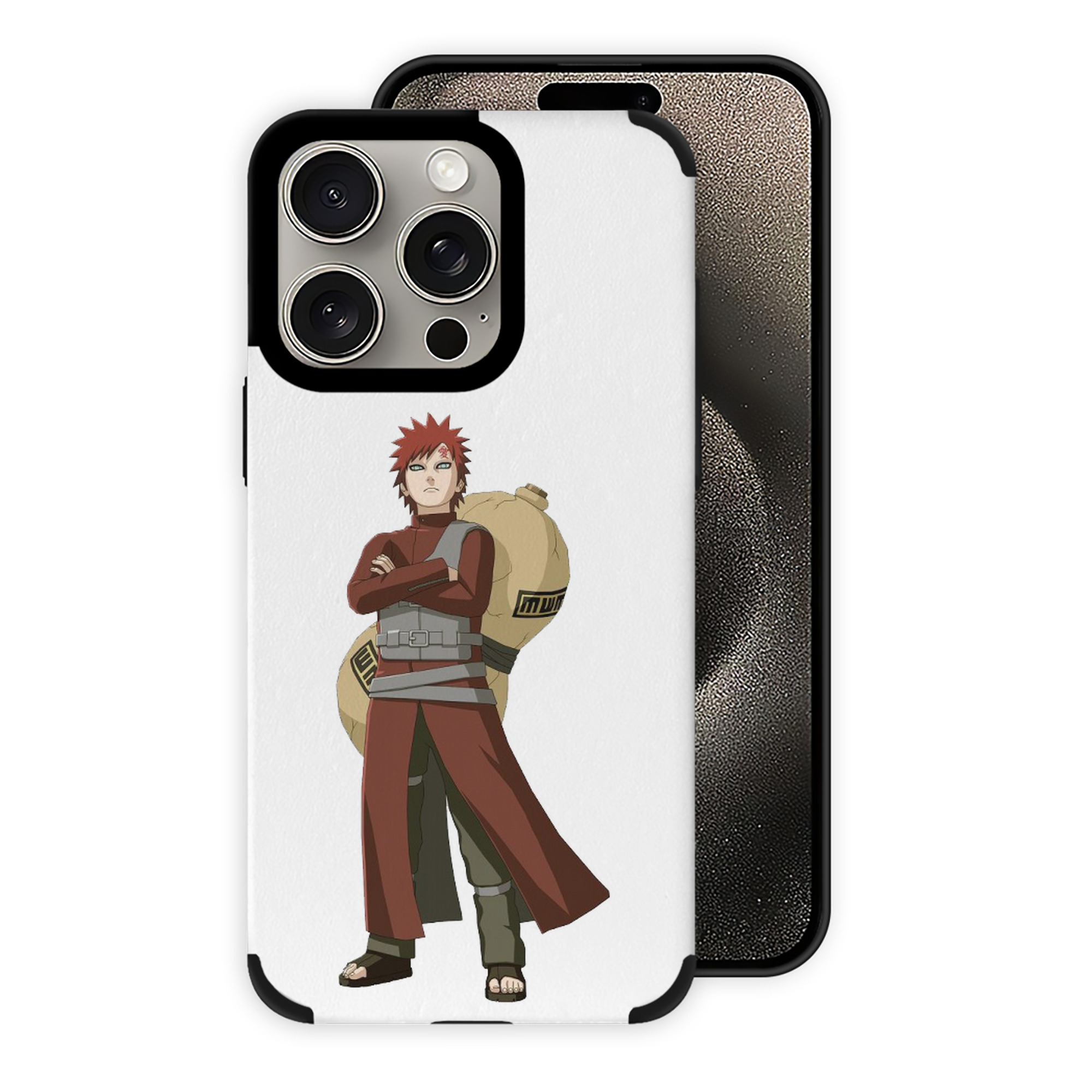 （画像用） NARUTO -ナルト- ガアラ Gaara 【iPhone15ProMax対応】 PUレザー スマホケース 耐衝撃＆黄変防止