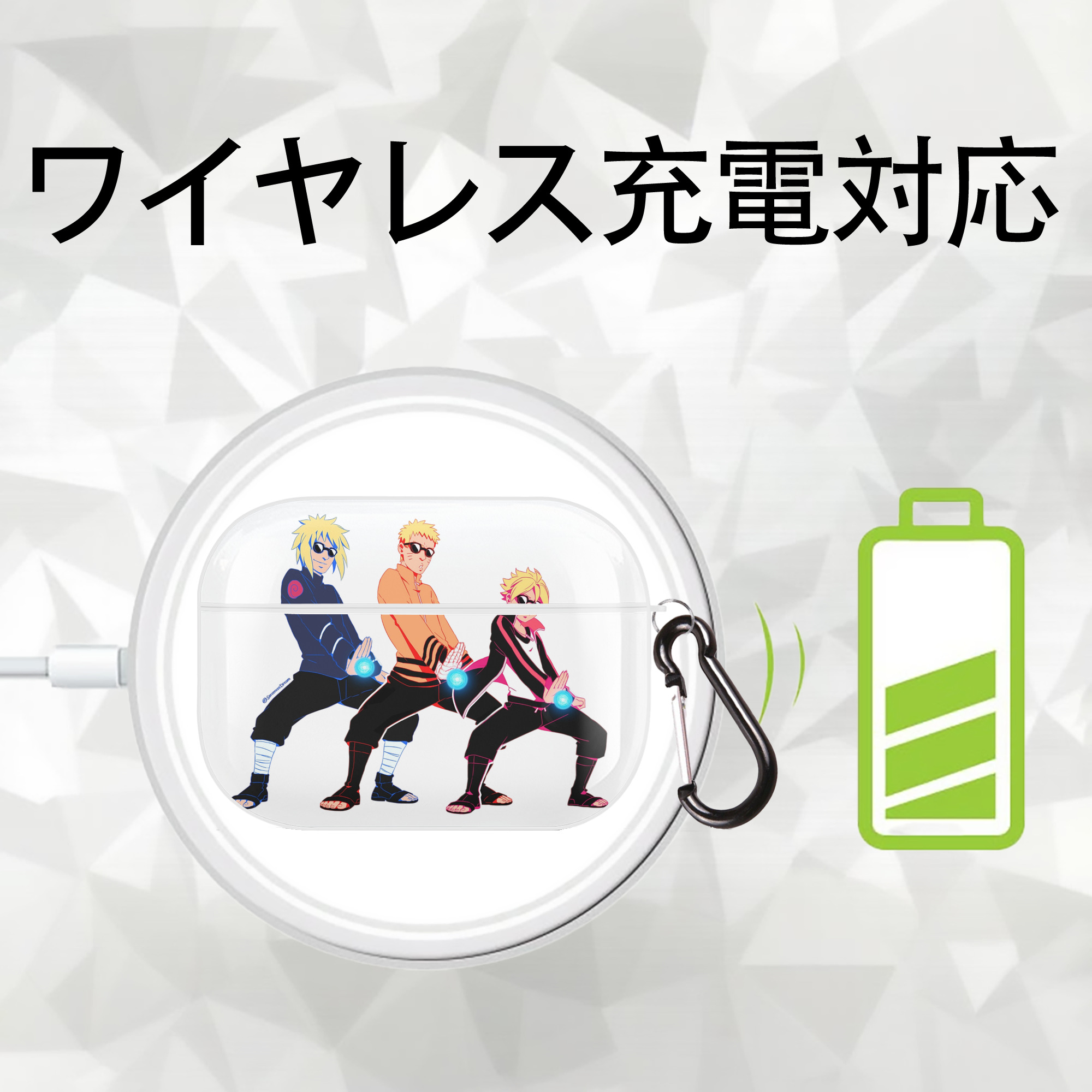 NARUTO -ナルト- うずまき ナルト Uzumaki Naruto 【AirPods Pro用】ハードシェル保護ケース 耐衝撃・防指紋・カラビナ付き商品仕様