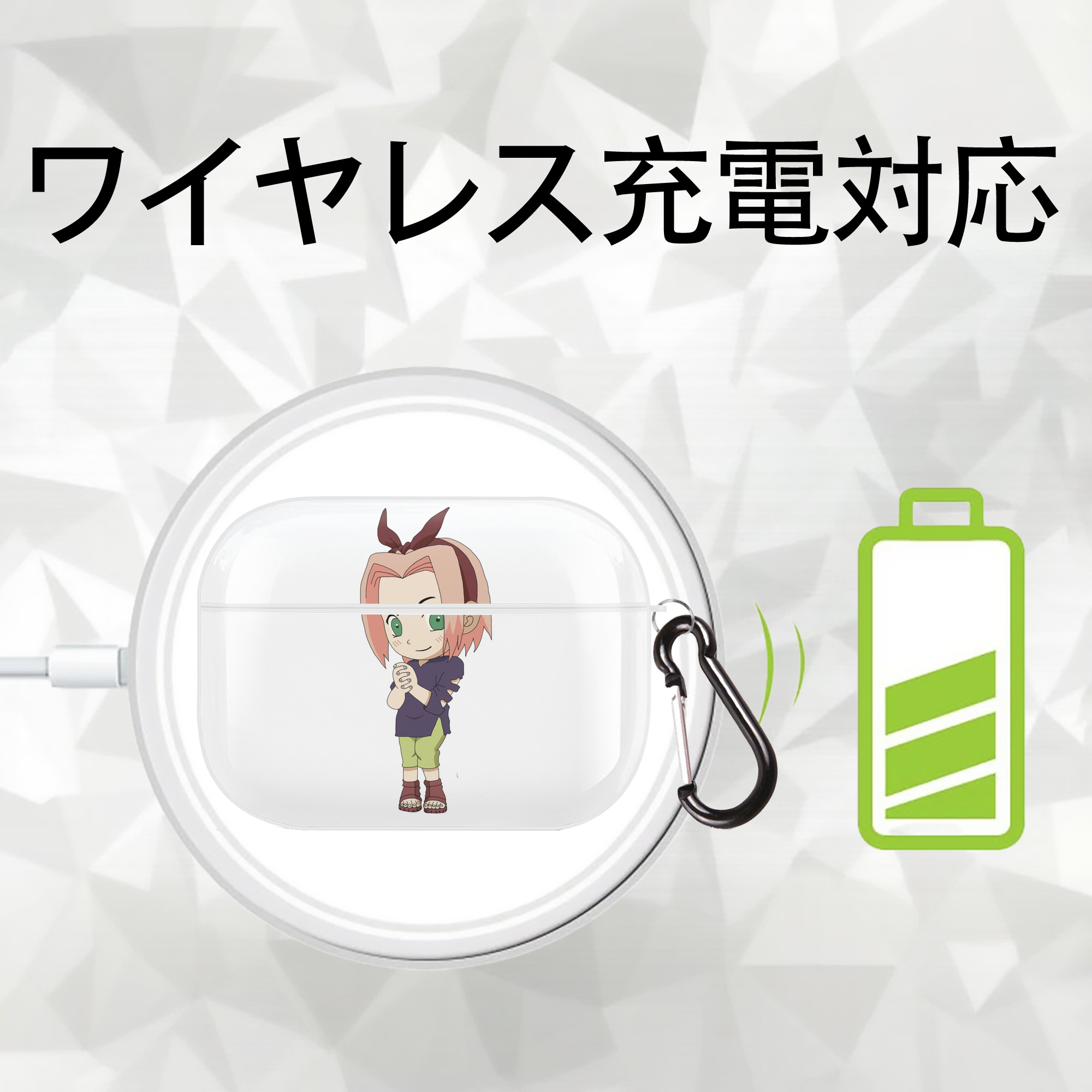NARUTO -ナルト- 春野サクラ Haruno Sakura 【AirPods Pro用】ハードシェル保護ケース 耐衝撃・防指紋・カラビナ付き商品仕様