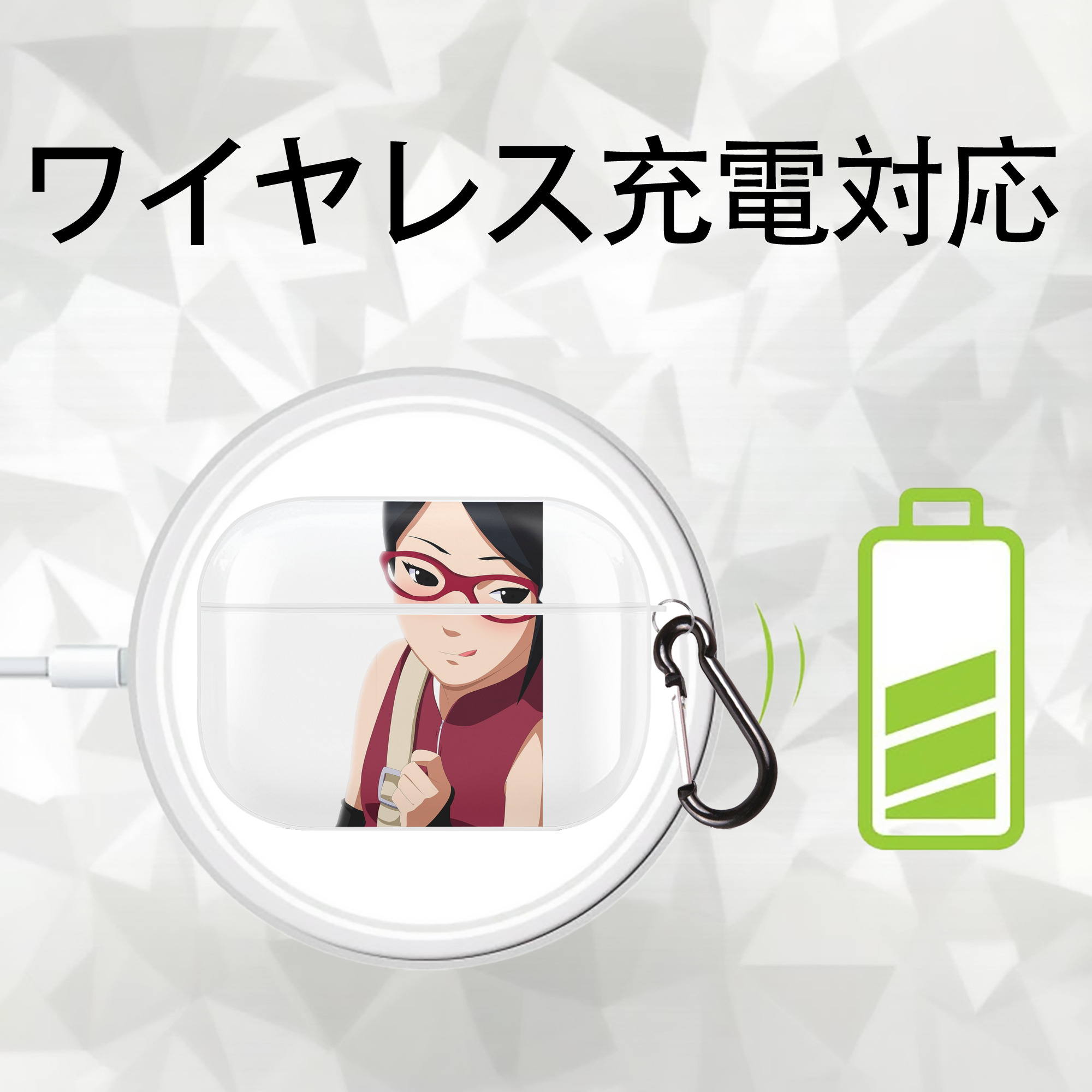 NARUTO -ナルト- うちは サラダ Uchiha Sarada 【AirPods Pro用】ハードシェル保護ケース 耐衝撃・防指紋・カラビナ付き商品仕様
