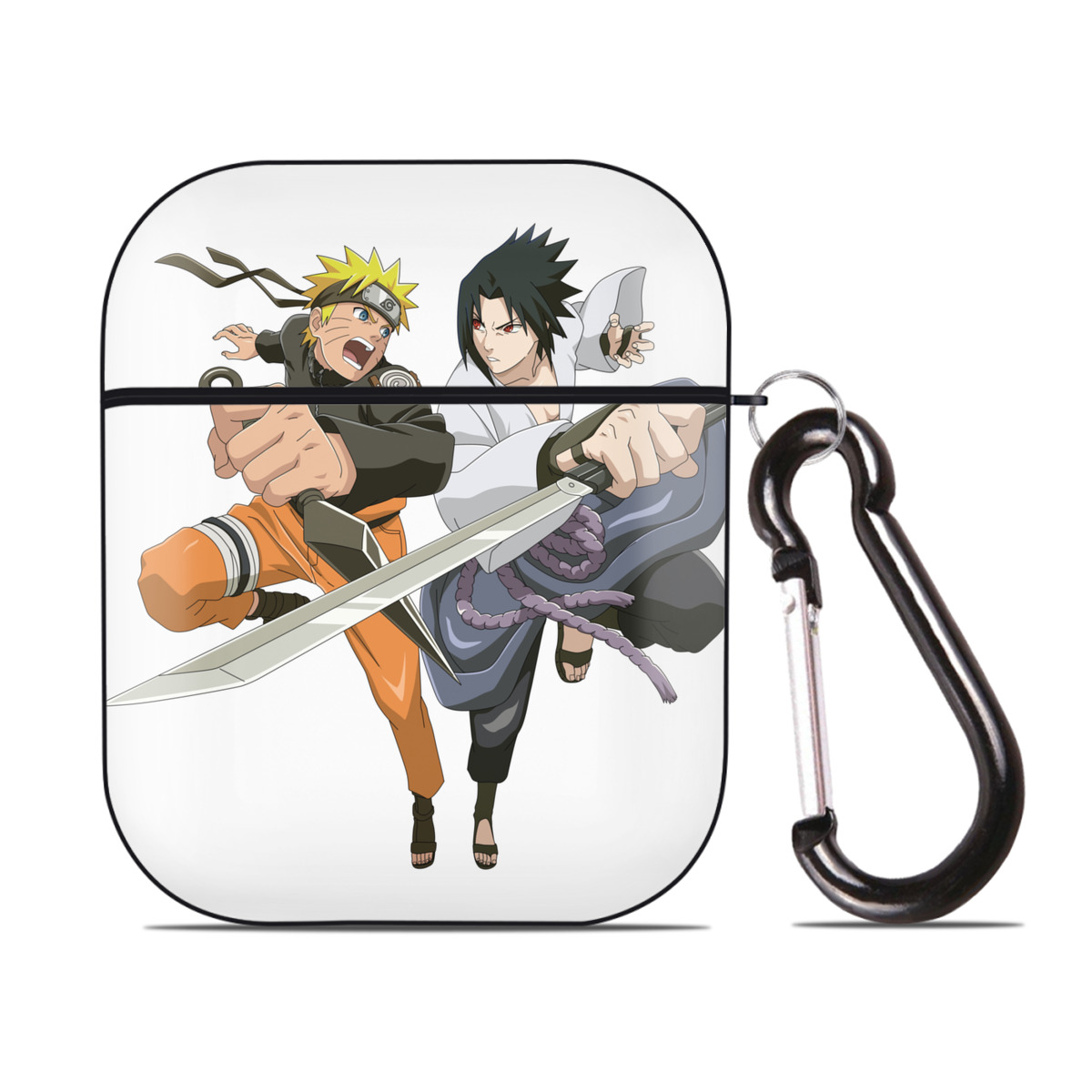 （画像用） NARUTO -ナルト- うずまき ナルト Uzumaki Naruto AirPods 第2世代保護ケース ハードシェル ブラック 耐衝撃・防指紋・カラビナ付き