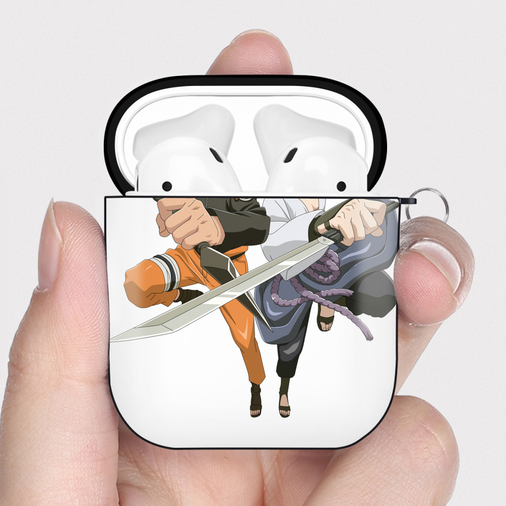 （画像用） NARUTO -ナルト- うずまき ナルト Uzumaki Naruto AirPods 第2世代保護ケース ハードシェル ブラック 耐衝撃・防指紋・カラビナ付き