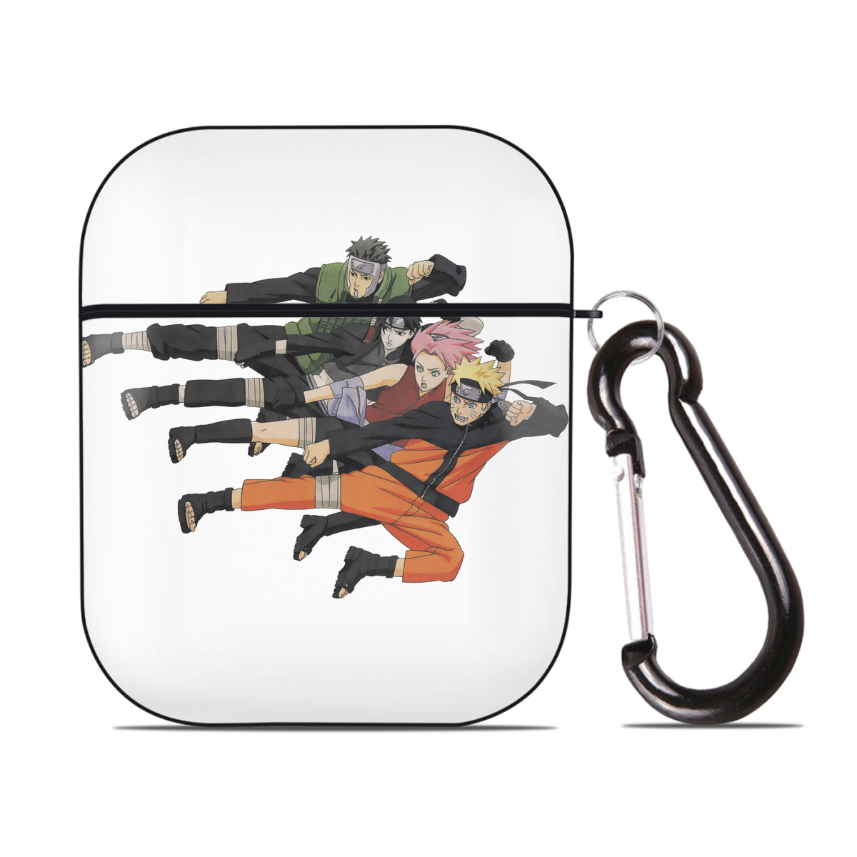 （画像用） NARUTO -ナルト- うずまき ナルト Uzumaki Naruto AirPods 第2世代保護ケース ハードシェル ブラック 耐衝撃・防指紋・カラビナ付き