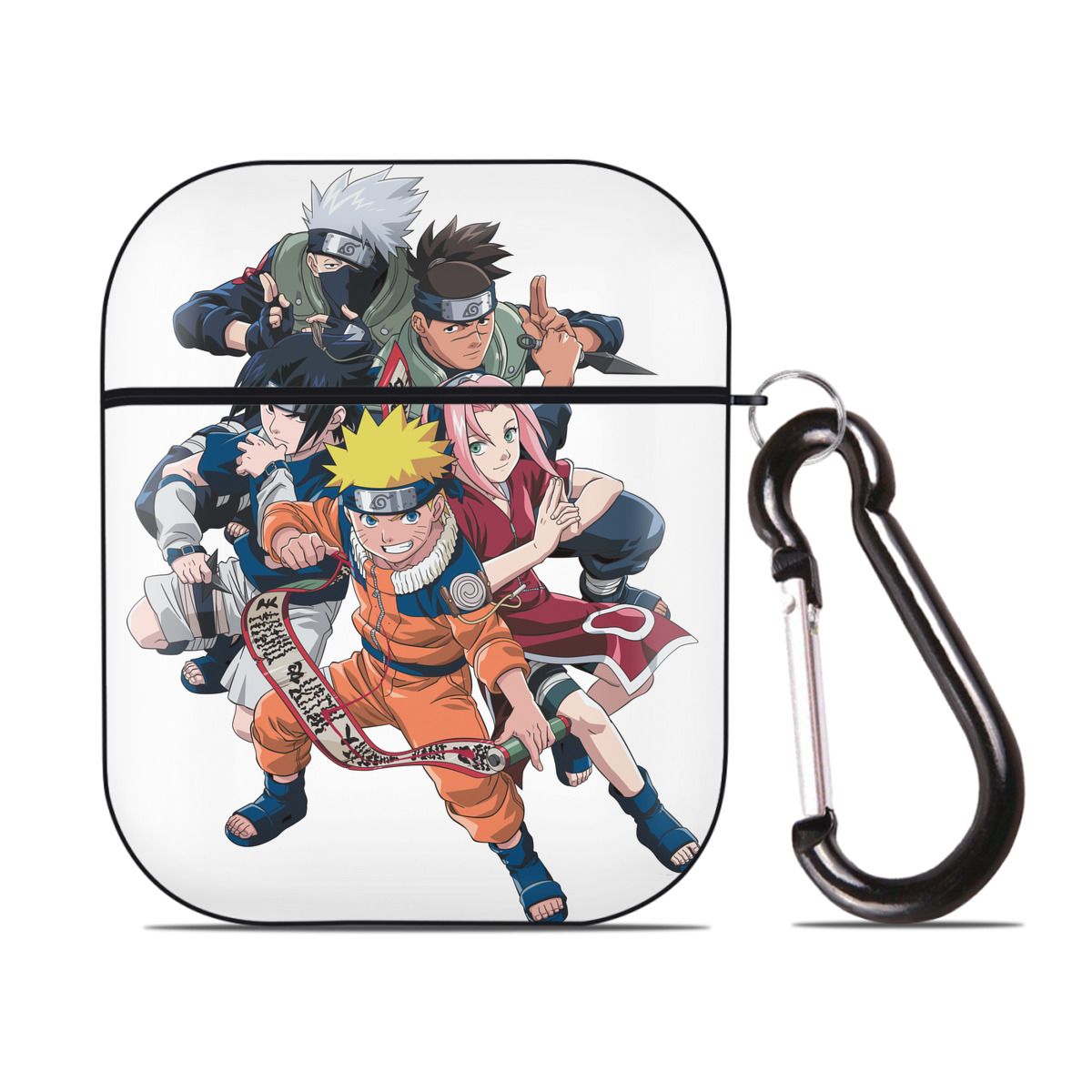 （画像用） NARUTO -ナルト- うずまき ナルト Uzumaki Naruto AirPods 第2世代保護ケース ハードシェル ブラック 耐衝撃・防指紋・カラビナ付き