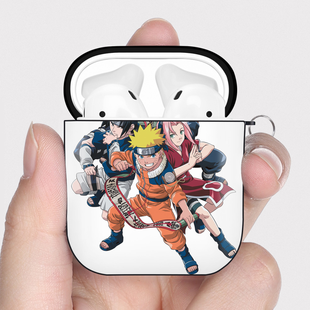 （画像用） NARUTO -ナルト- うずまき ナルト Uzumaki Naruto AirPods 第2世代保護ケース ハードシェル ブラック 耐衝撃・防指紋・カラビナ付き
