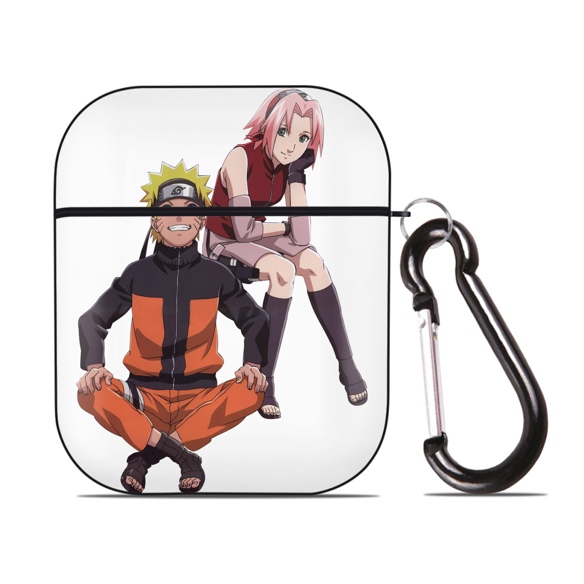 （画像用） NARUTO -ナルト- うずまき ナルト Uzumaki Naruto AirPods 第2世代保護ケース ハードシェル ブラック 耐衝撃・防指紋・カラビナ付き