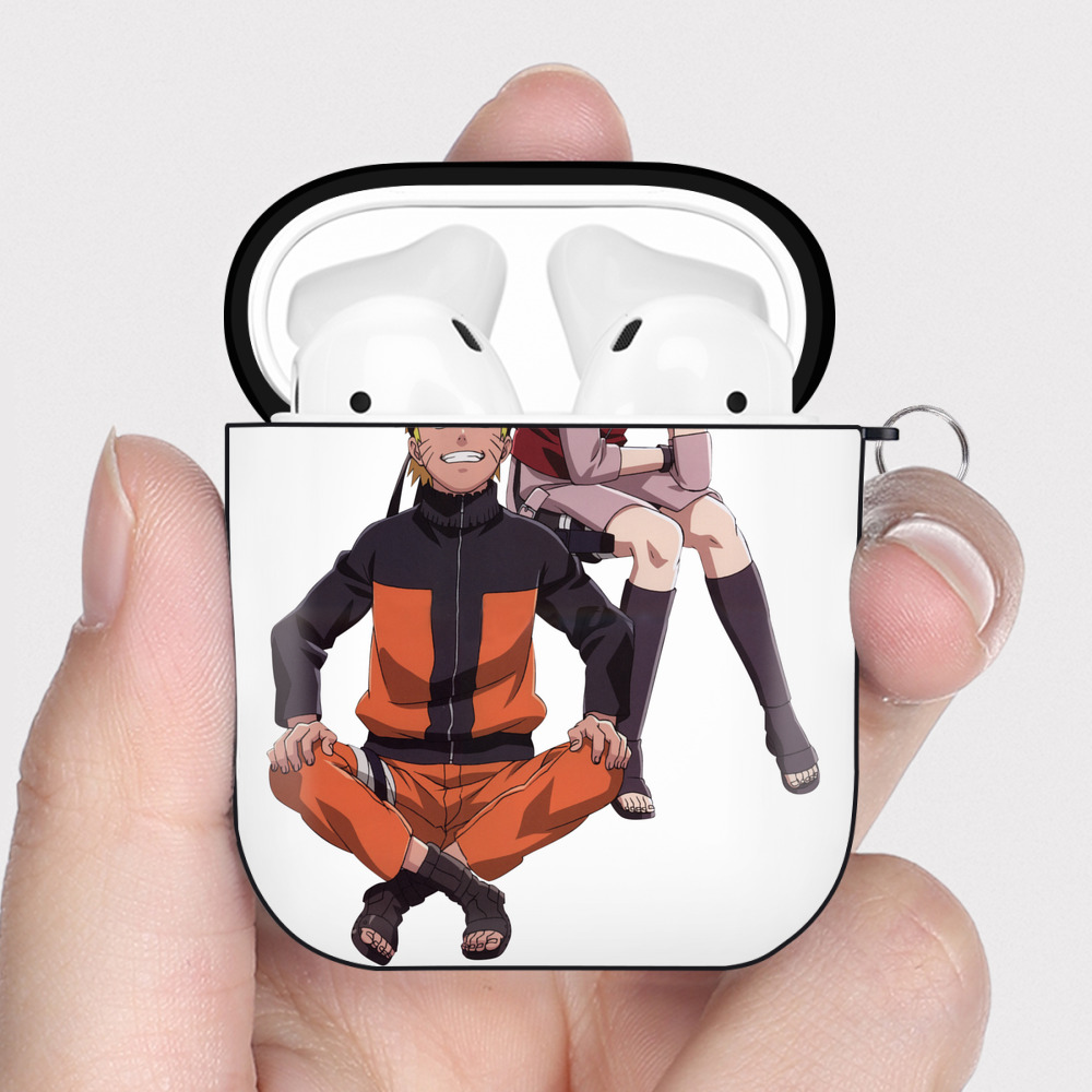 （画像用） NARUTO -ナルト- うずまき ナルト Uzumaki Naruto AirPods 第2世代保護ケース ハードシェル ブラック 耐衝撃・防指紋・カラビナ付き