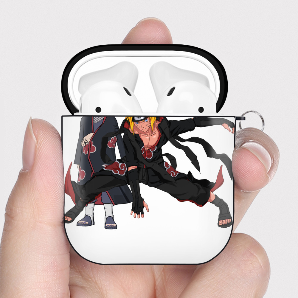 （画像用） NARUTO -ナルト- うずまき ナルト Uzumaki Naruto AirPods 第2世代保護ケース ハードシェル ブラック 耐衝撃・防指紋・カラビナ付き