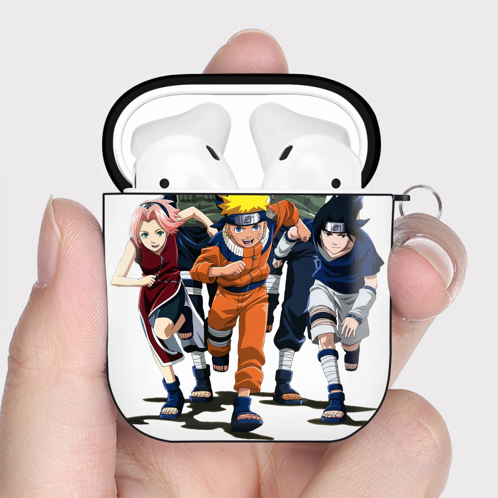 （画像用） NARUTO -ナルト- うずまき ナルト Uzumaki Naruto AirPods 第2世代保護ケース ハードシェル ブラック 耐衝撃・防指紋・カラビナ付き