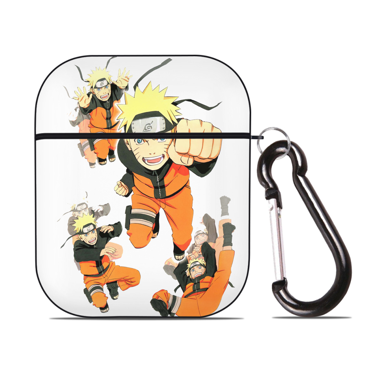 （画像用） NARUTO -ナルト- うずまき ナルト Uzumaki Naruto AirPods 第2世代保護ケース ハードシェル ブラック 耐衝撃・防指紋・カラビナ付き