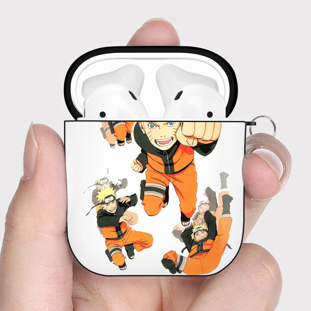 （画像用） NARUTO -ナルト- うずまき ナルト Uzumaki Naruto AirPods 第2世代保護ケース ハードシェル ブラック 耐衝撃・防指紋・カラビナ付き