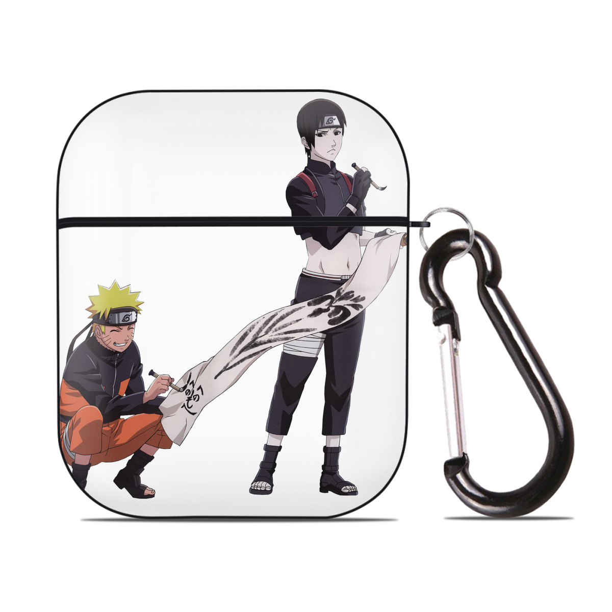 （画像用） NARUTO -ナルト- うずまき ナルト Uzumaki Naruto AirPods 第2世代保護ケース ハードシェル ブラック 耐衝撃・防指紋・カラビナ付き