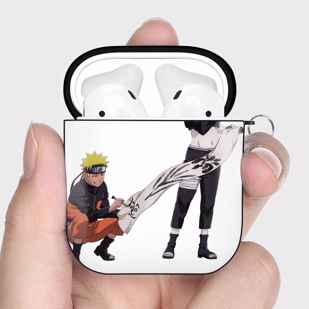 （画像用） NARUTO -ナルト- うずまき ナルト Uzumaki Naruto AirPods 第2世代保護ケース ハードシェル ブラック 耐衝撃・防指紋・カラビナ付き