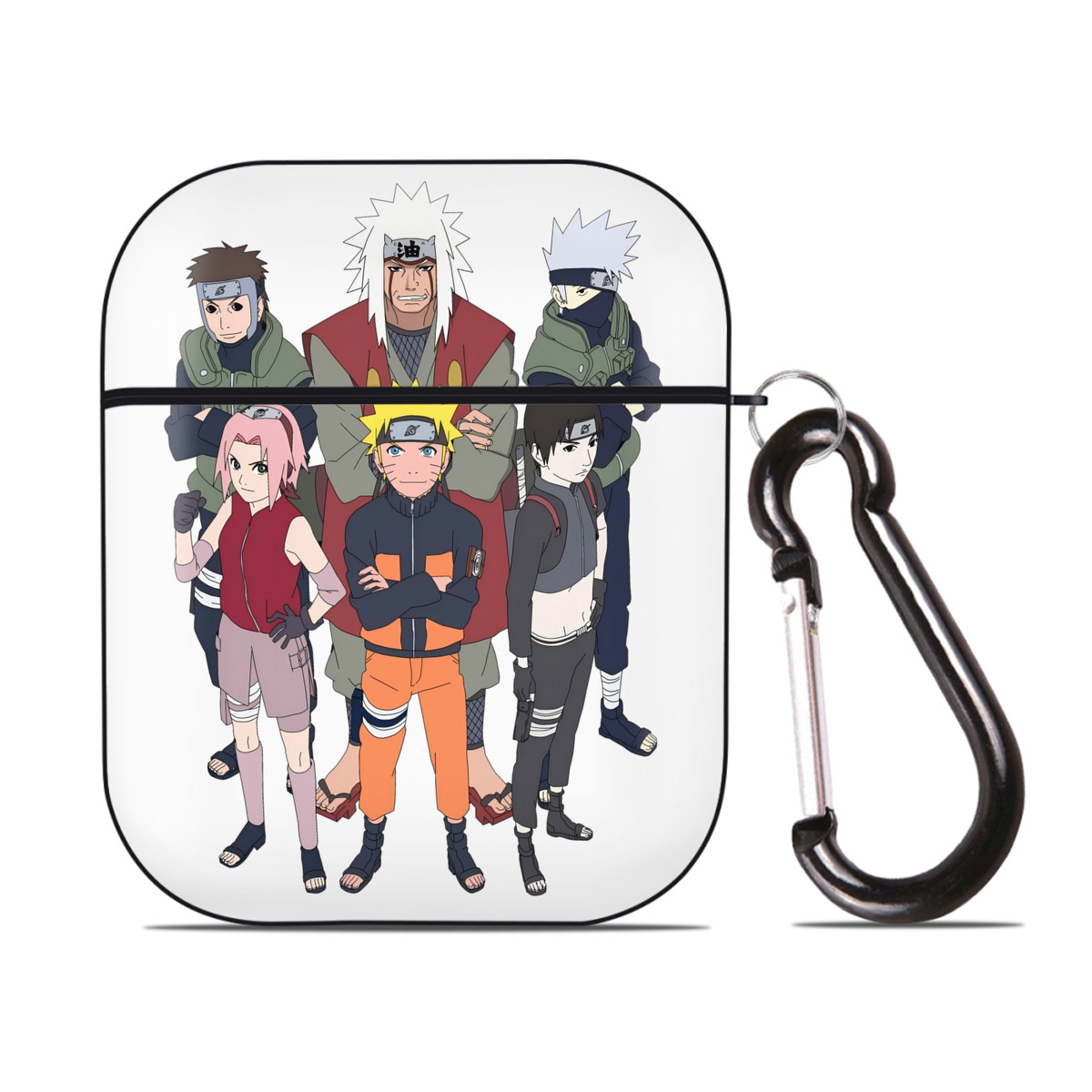 （画像用） NARUTO -ナルト- うずまき ナルト Uzumaki Naruto AirPods 第2世代保護ケース ハードシェル ブラック 耐衝撃・防指紋・カラビナ付き