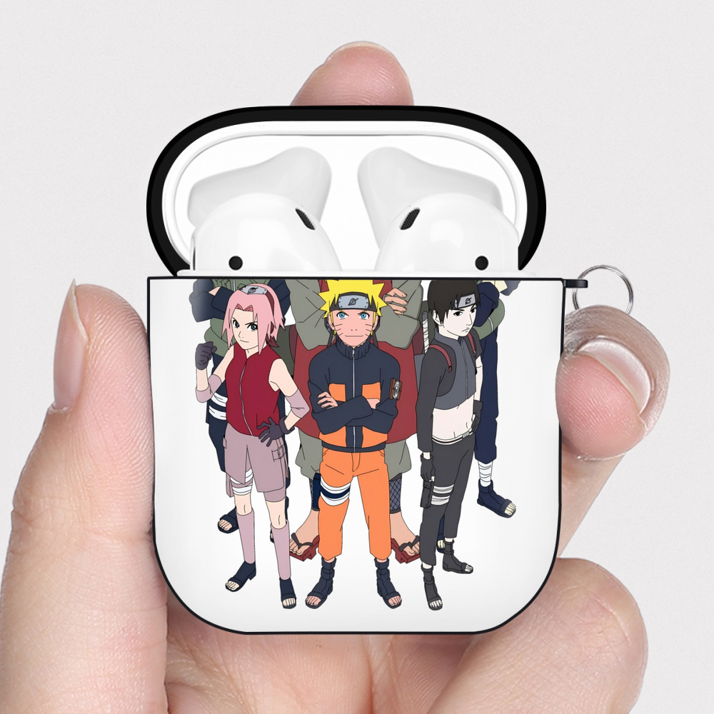 （画像用） NARUTO -ナルト- うずまき ナルト Uzumaki Naruto AirPods 第2世代保護ケース ハードシェル ブラック 耐衝撃・防指紋・カラビナ付き