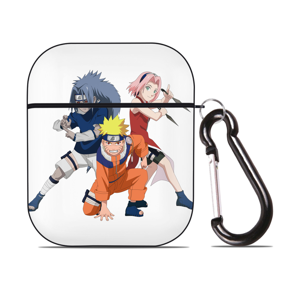 （画像用） NARUTO -ナルト- うずまき ナルト Uzumaki Naruto AirPods 第2世代保護ケース ハードシェル ブラック 耐衝撃・防指紋・カラビナ付き