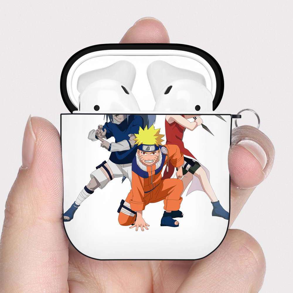 （画像用） NARUTO -ナルト- うずまき ナルト Uzumaki Naruto AirPods 第2世代保護ケース ハードシェル ブラック 耐衝撃・防指紋・カラビナ付き