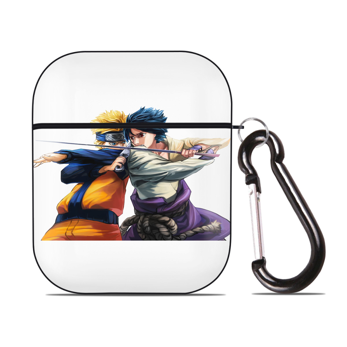 （画像用） NARUTO -ナルト- うずまき ナルト Uzumaki Naruto AirPods 第2世代保護ケース ハードシェル ブラック 耐衝撃・防指紋・カラビナ付き