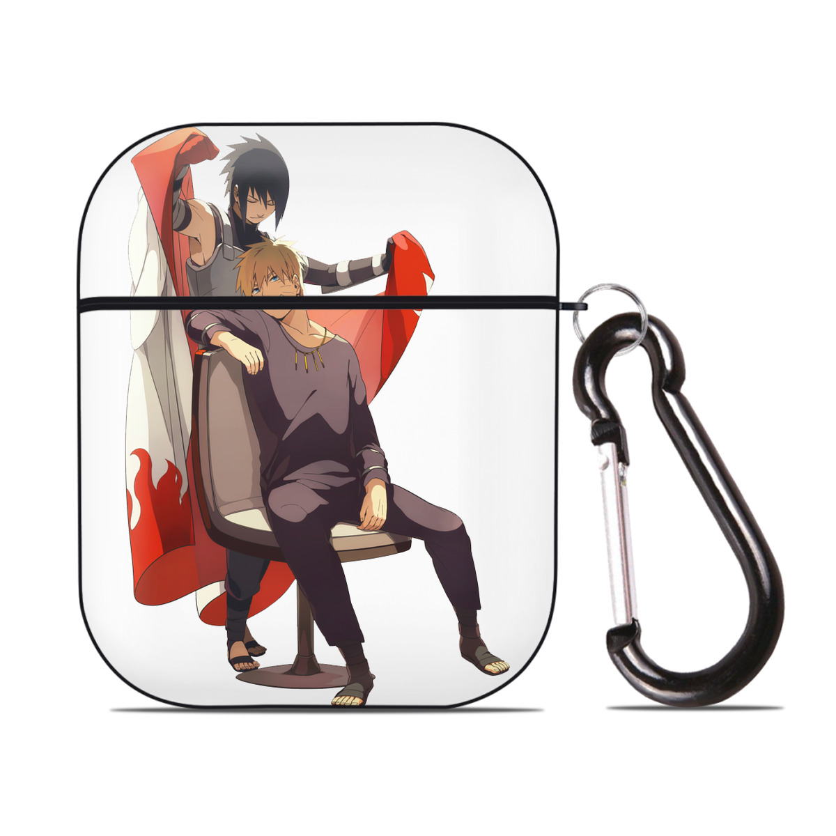 （画像用） NARUTO -ナルト- うずまき ナルト Uzumaki Naruto AirPods 第2世代保護ケース ハードシェル ブラック 耐衝撃・防指紋・カラビナ付き
