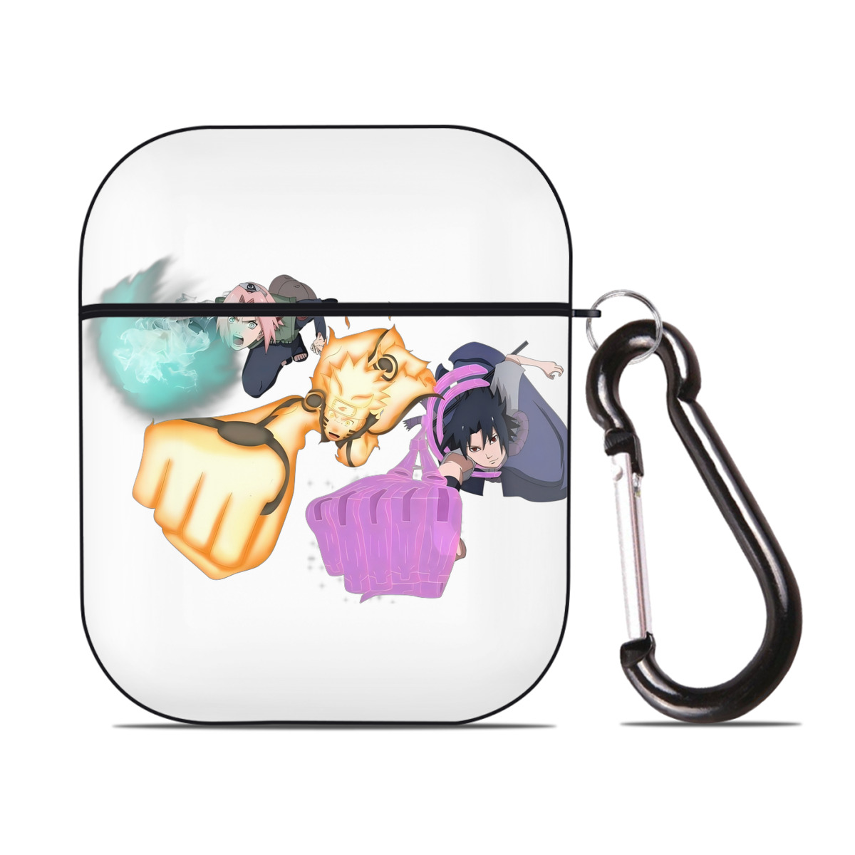 （画像用） NARUTO -ナルト- うずまき ナルト Uzumaki Naruto AirPods 第2世代保護ケース ハードシェル ブラック 耐衝撃・防指紋・カラビナ付き