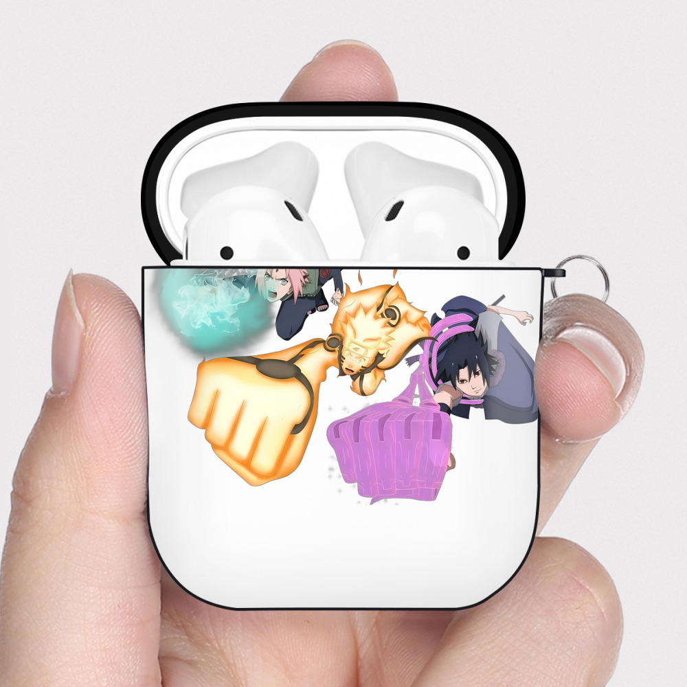 （画像用） NARUTO -ナルト- うずまき ナルト Uzumaki Naruto AirPods 第2世代保護ケース ハードシェル ブラック 耐衝撃・防指紋・カラビナ付き