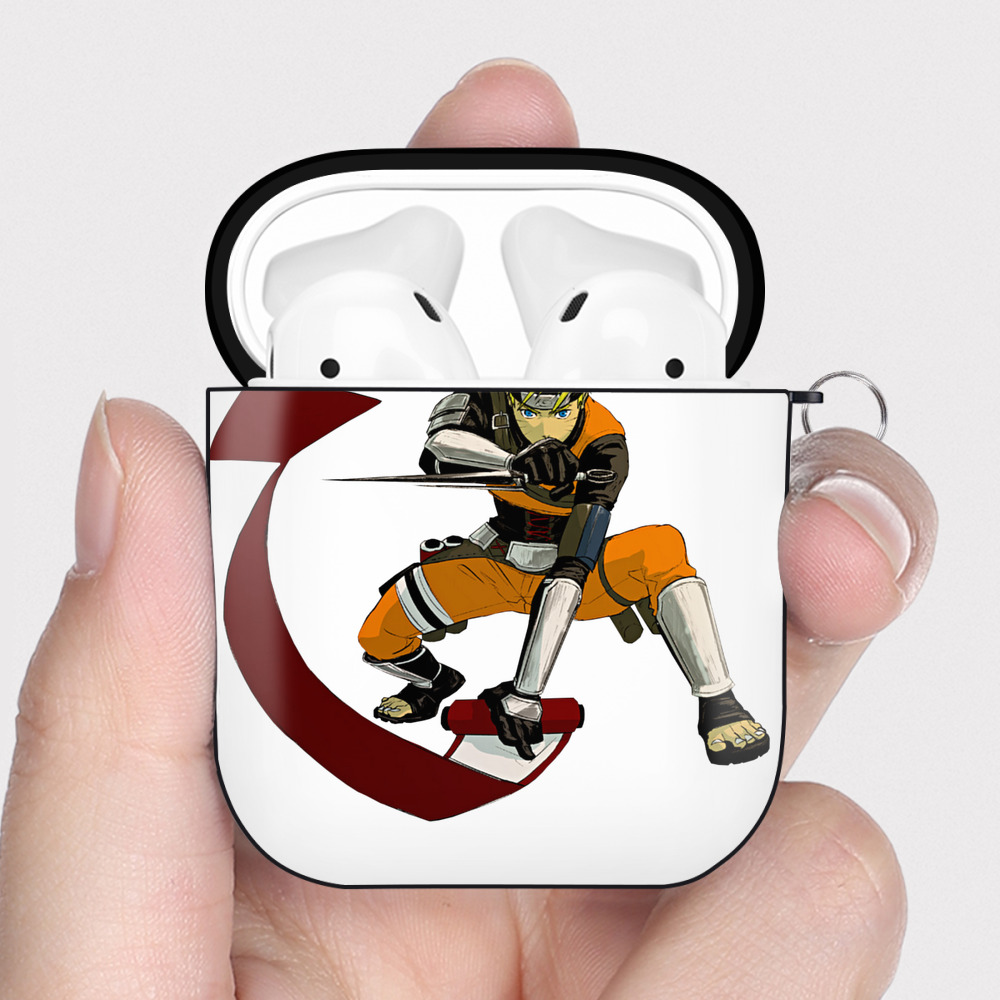 （画像用） NARUTO -ナルト- うずまき ナルト Uzumaki Naruto AirPods 第2世代保護ケース ハードシェル ブラック 耐衝撃・防指紋・カラビナ付き
